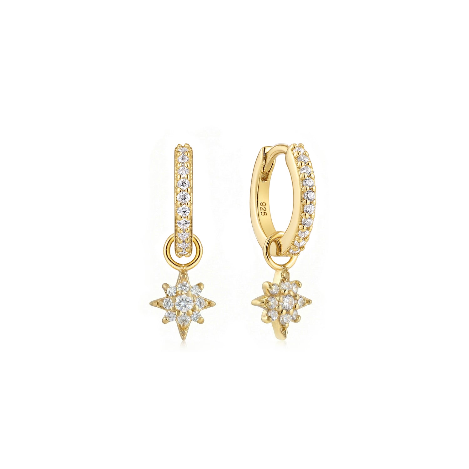 Star Charm Hoop Earrings
