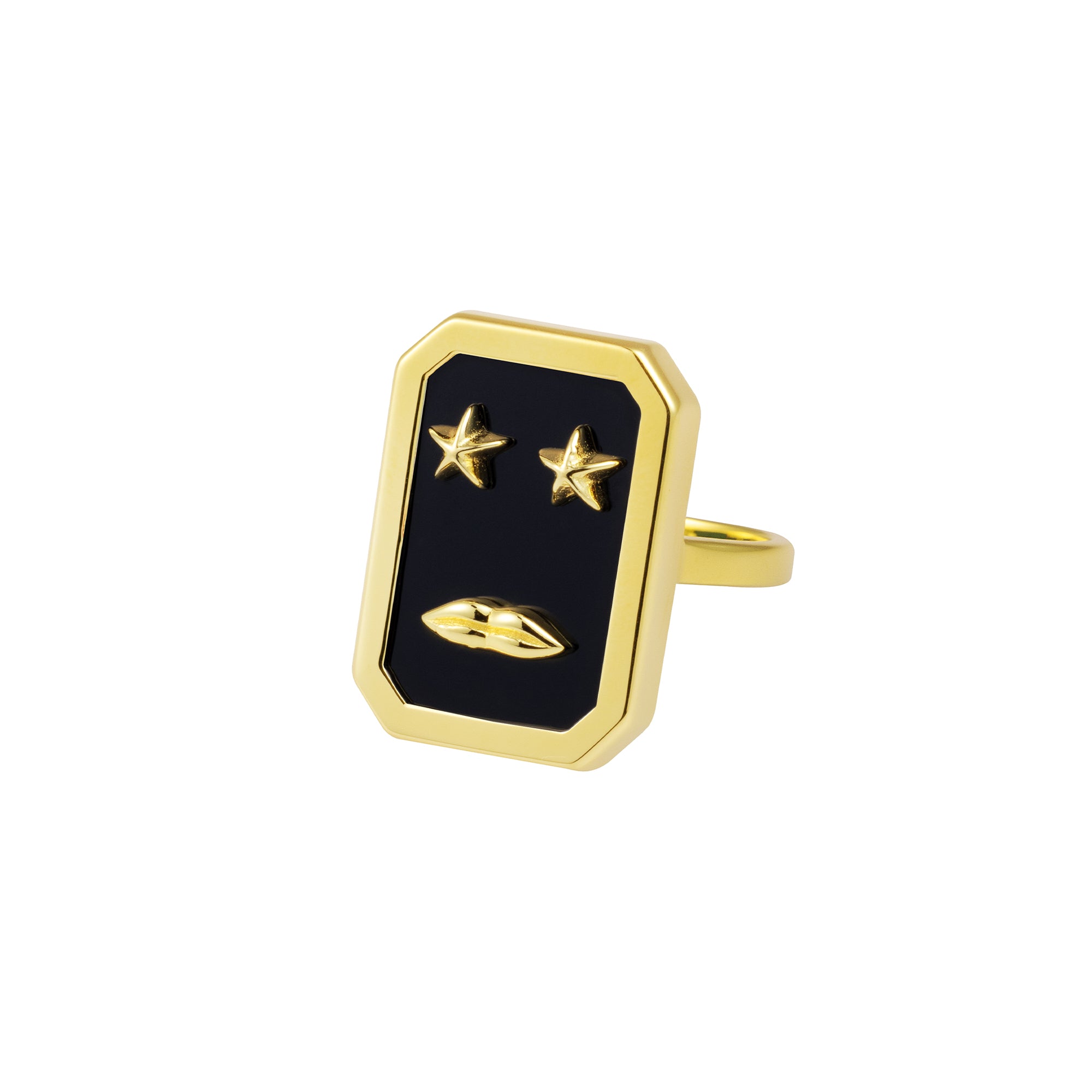 Onyx Lip Ring With Crystal Stars