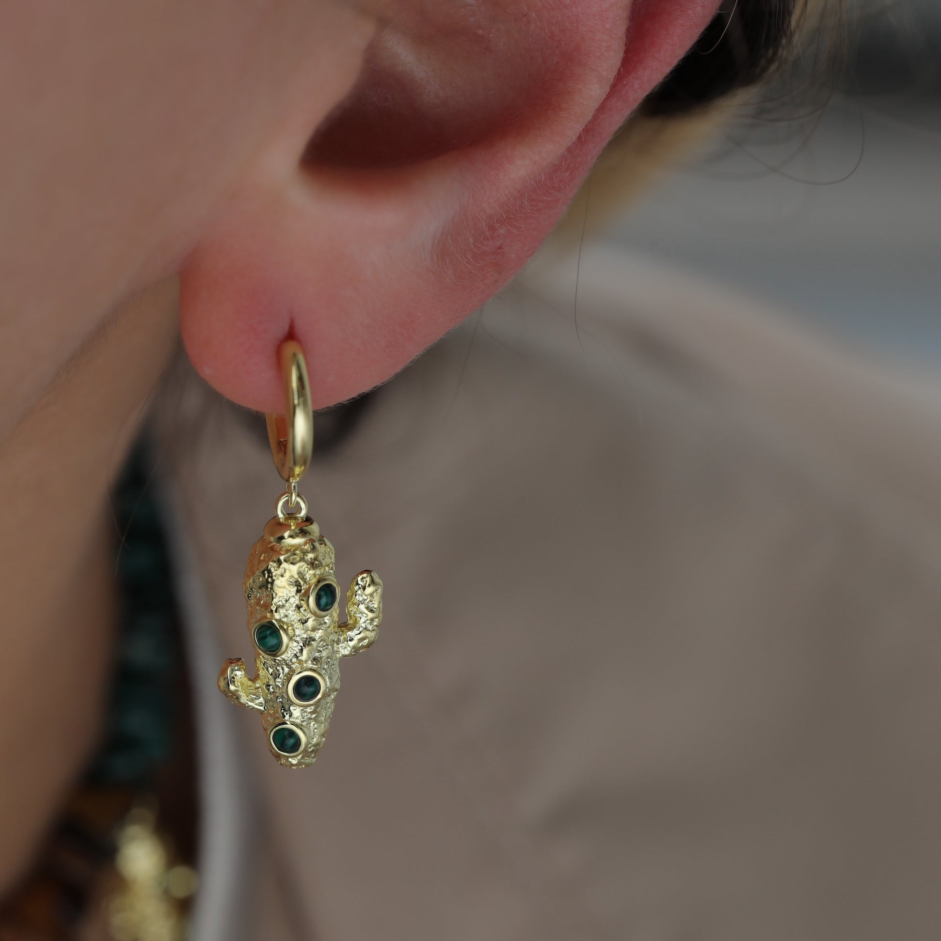 Single Cactus Charm Earring