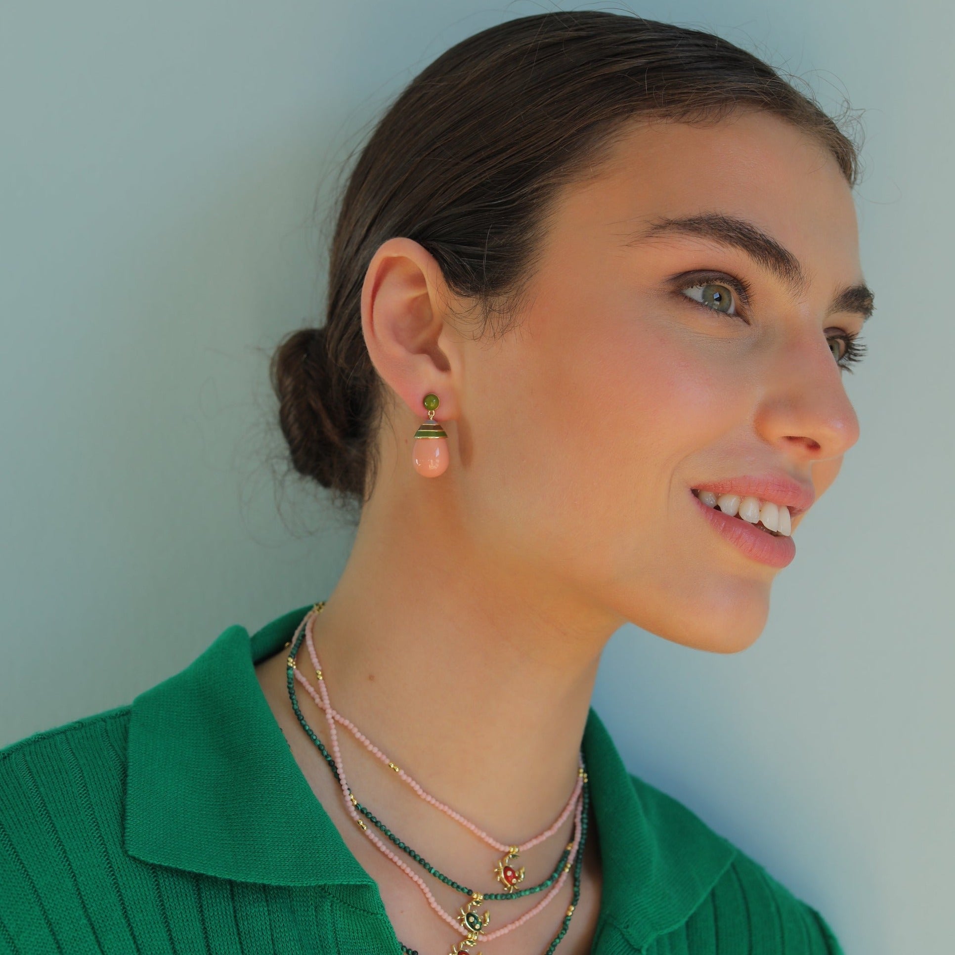 'Olive Peach' Gelato Drop Earrings