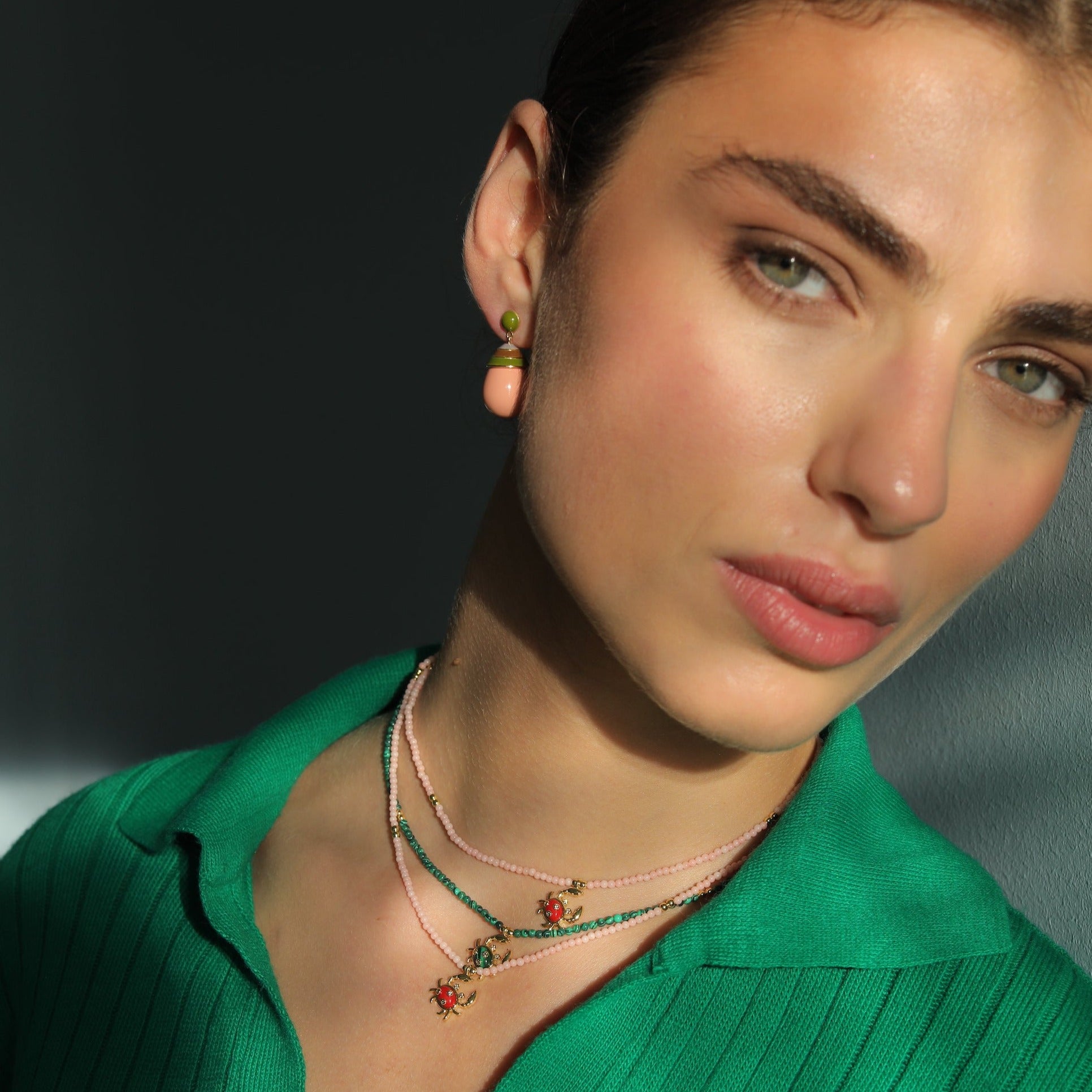 'Olive Peach' Gelato Drop Earrings