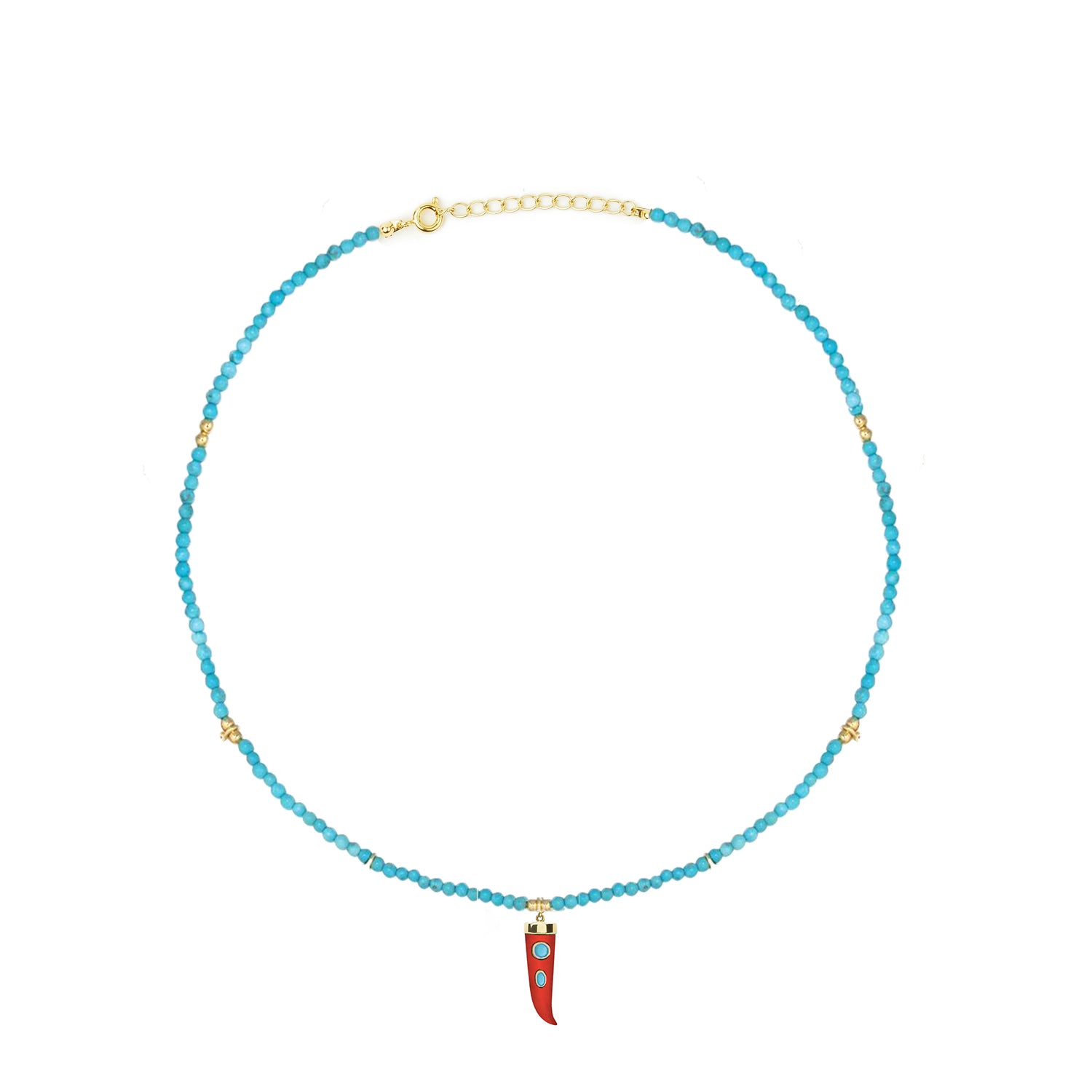 Turquoise Necklace With Fang Charm