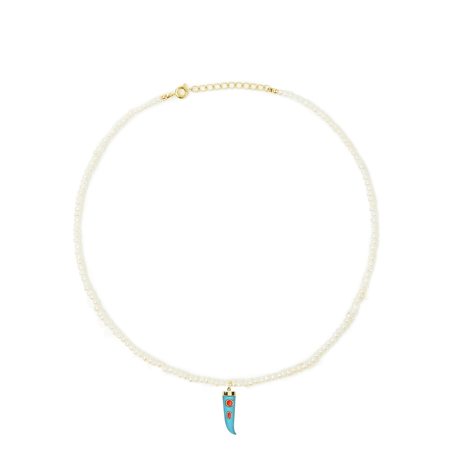 Pearl Necklace With Fang Charm