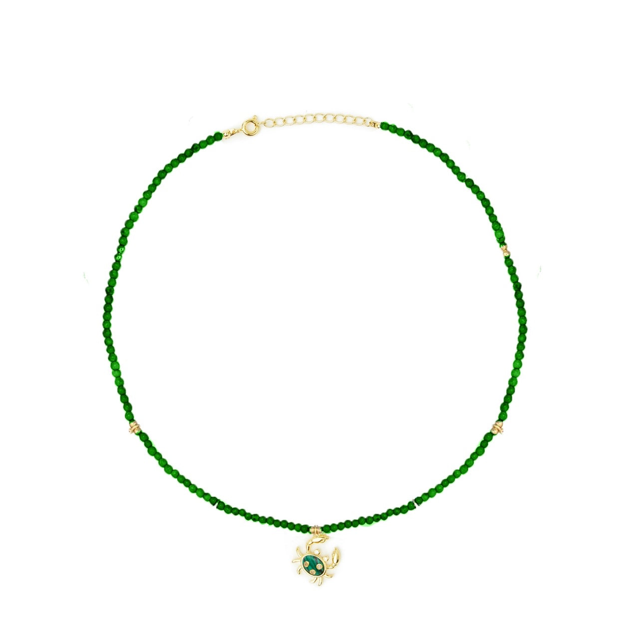 Malachite Necklace With Crab