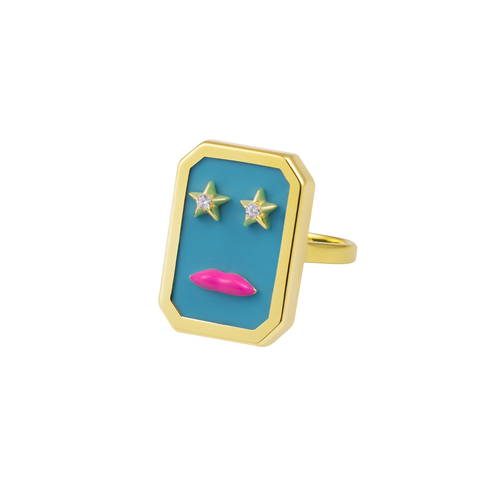 Turquoise Lip Ring With Crystal Stars