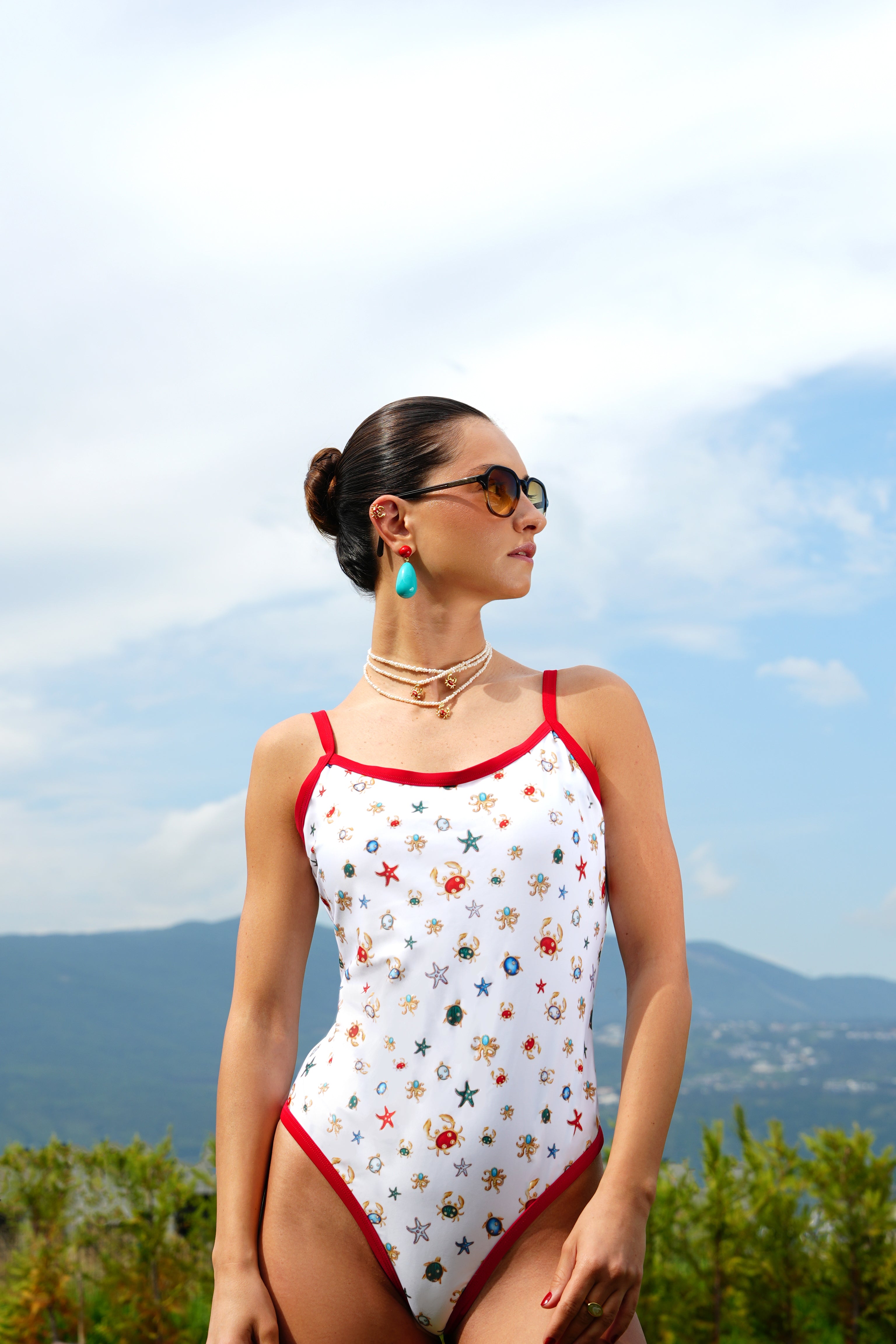 Positano One-piece in Red Reef