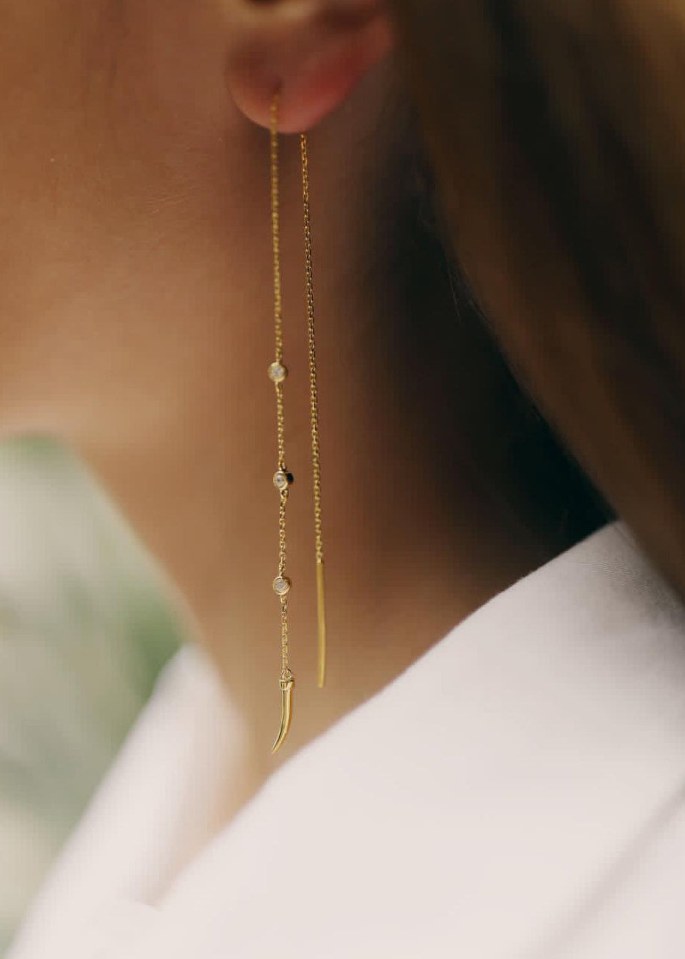 Single Chain Crystal Earring