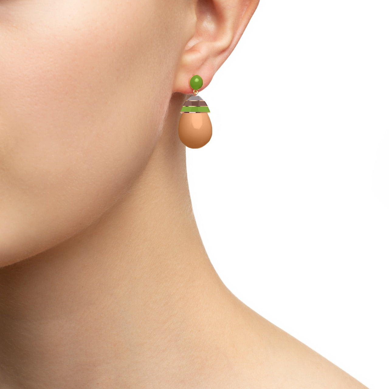 'Olive Peach' Gelato Drop Earrings