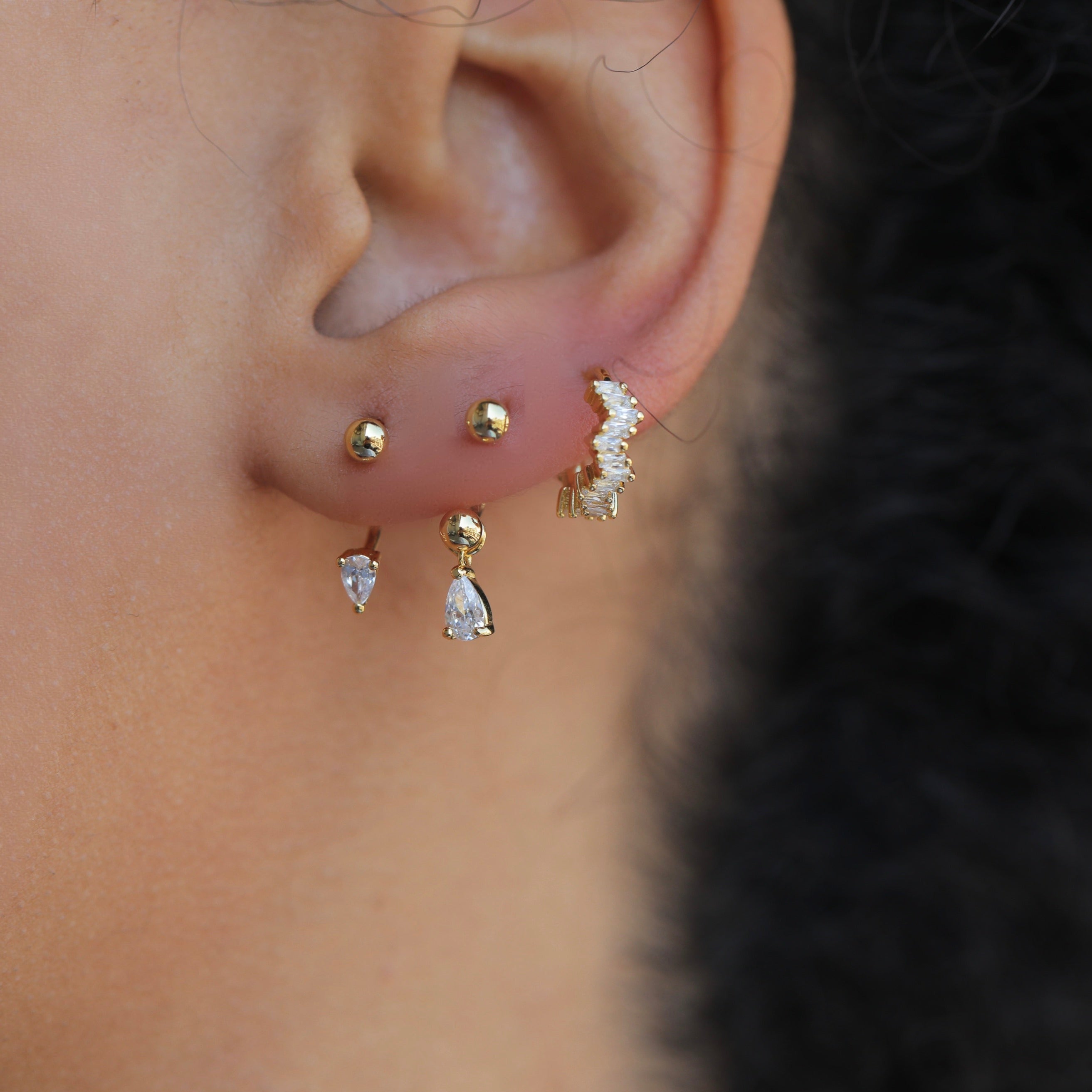Pair of Hoop Earrings with Crystals