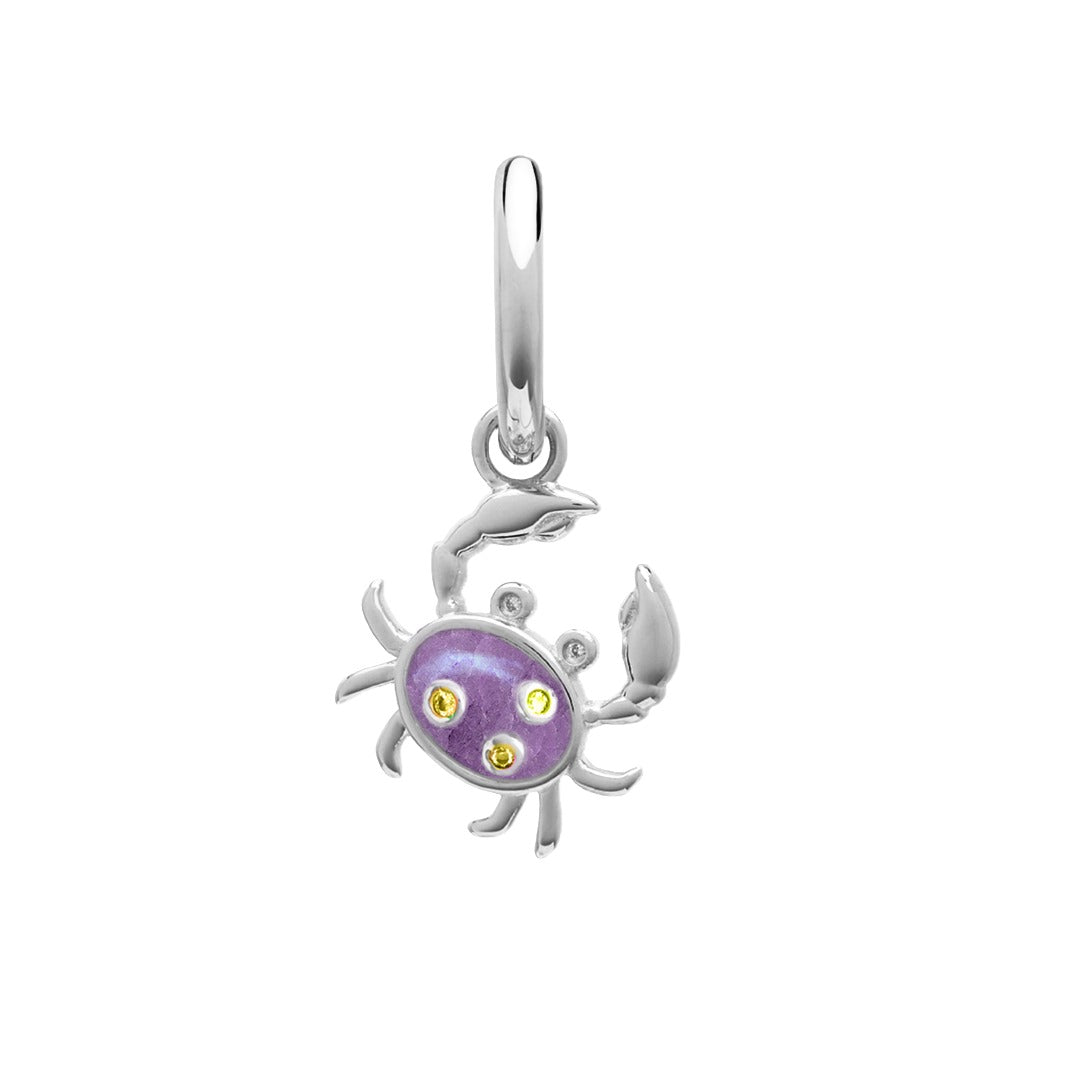 Single Amethyst Crab Charm Earring