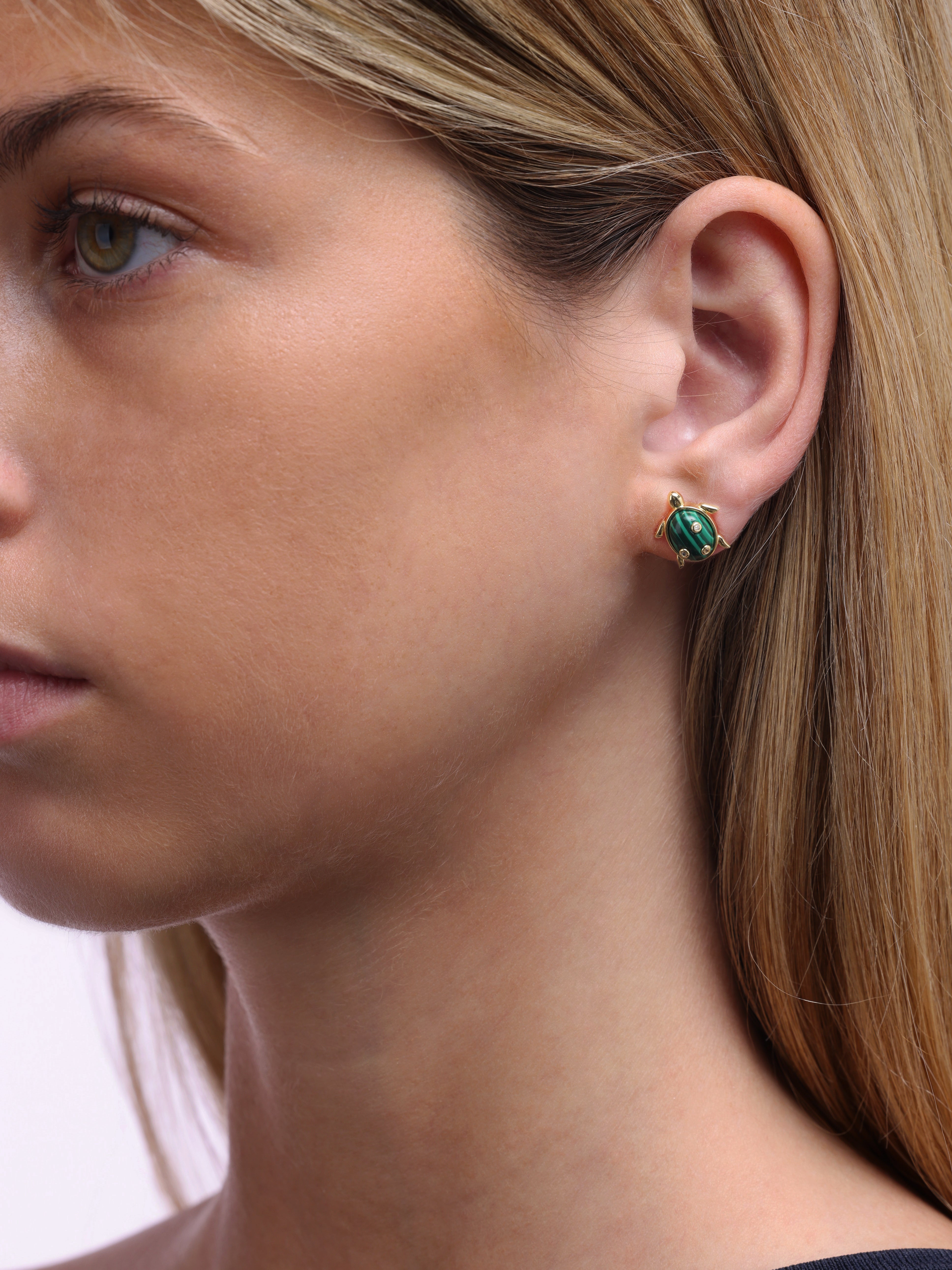 Malachite Turtle Stud Earrings