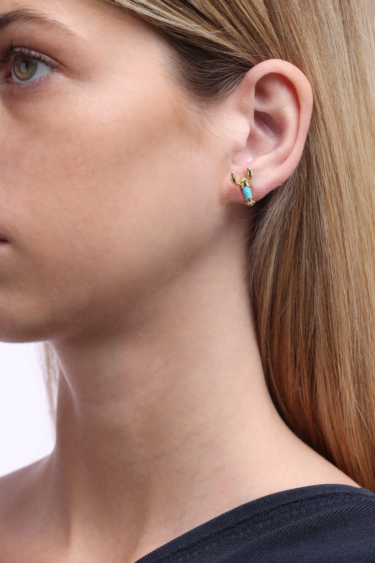 Turquoise Lobster Stud Earrings