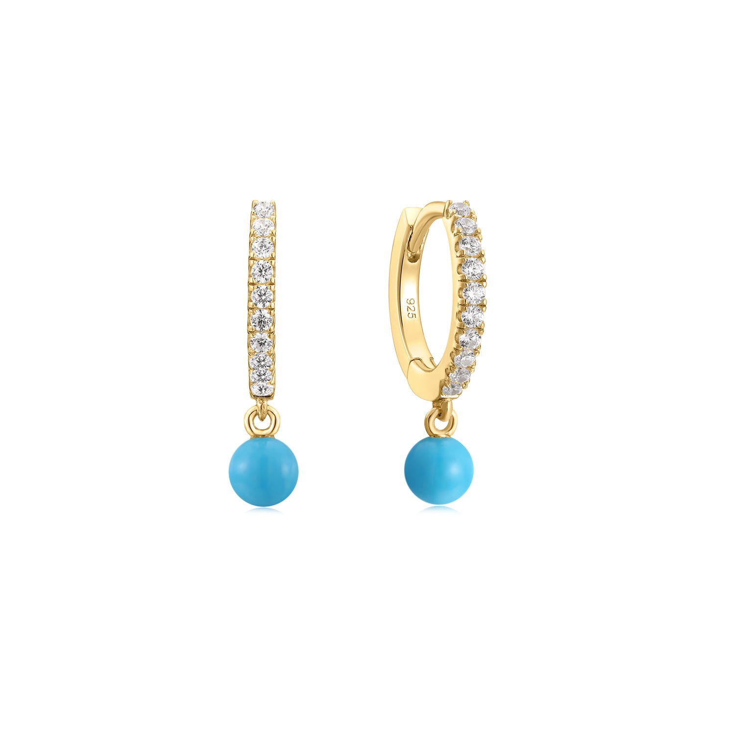 Turquoise Gem Hoop Earrings