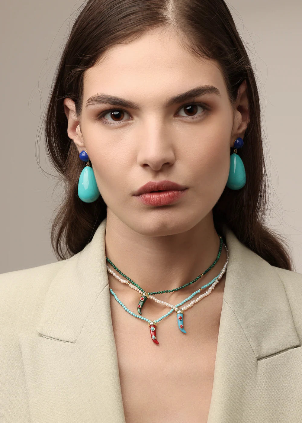 Pearl Necklace With Fang Charm