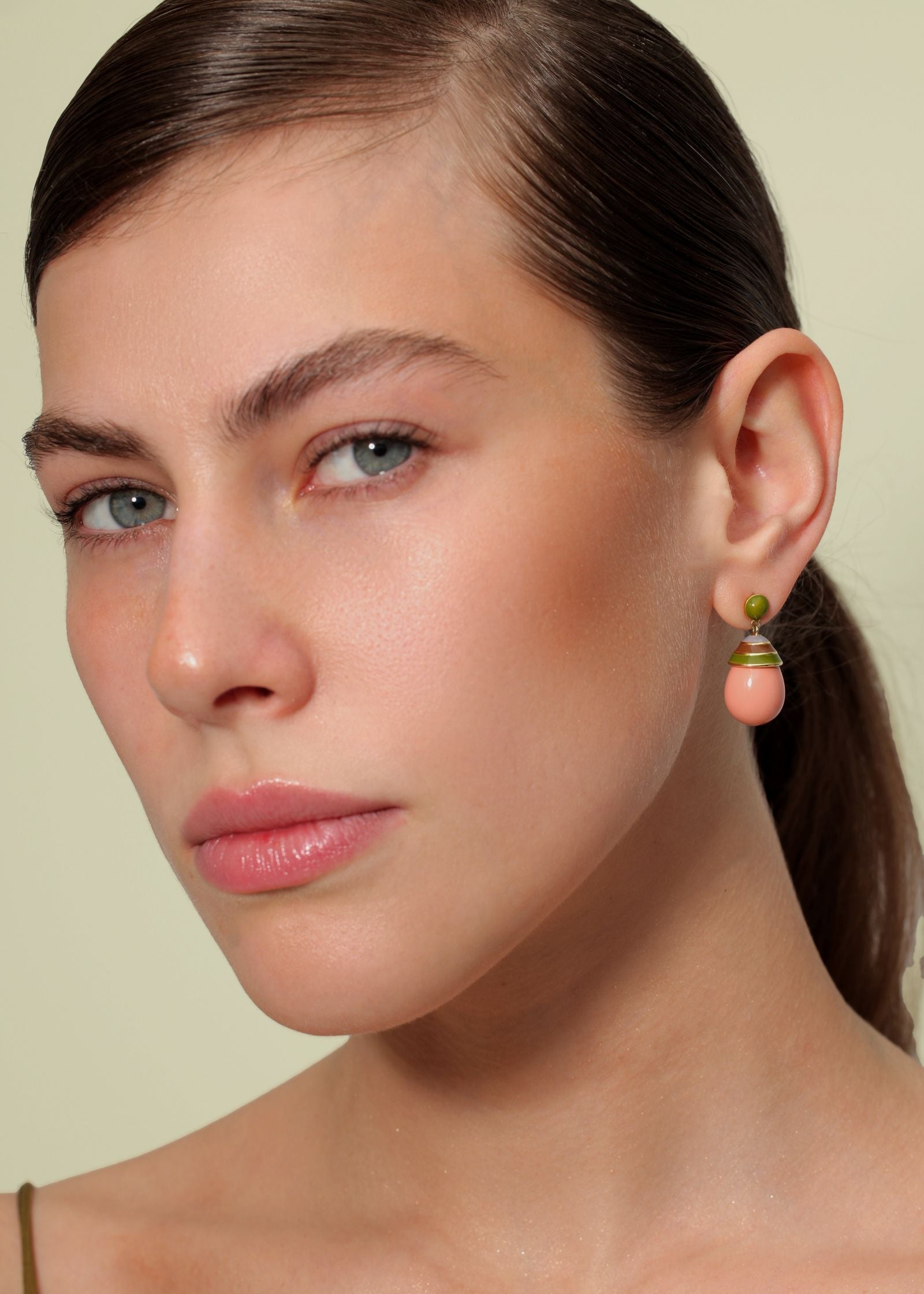 'Olive Peach' Gelato Drop Earrings