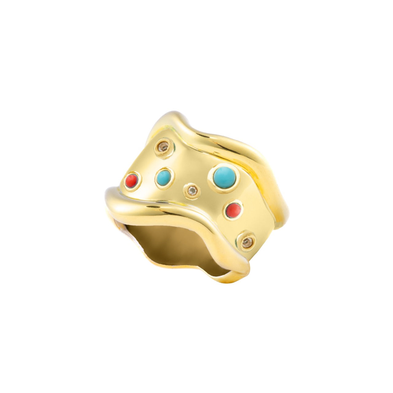 Wavy Ring With Colourful Stones