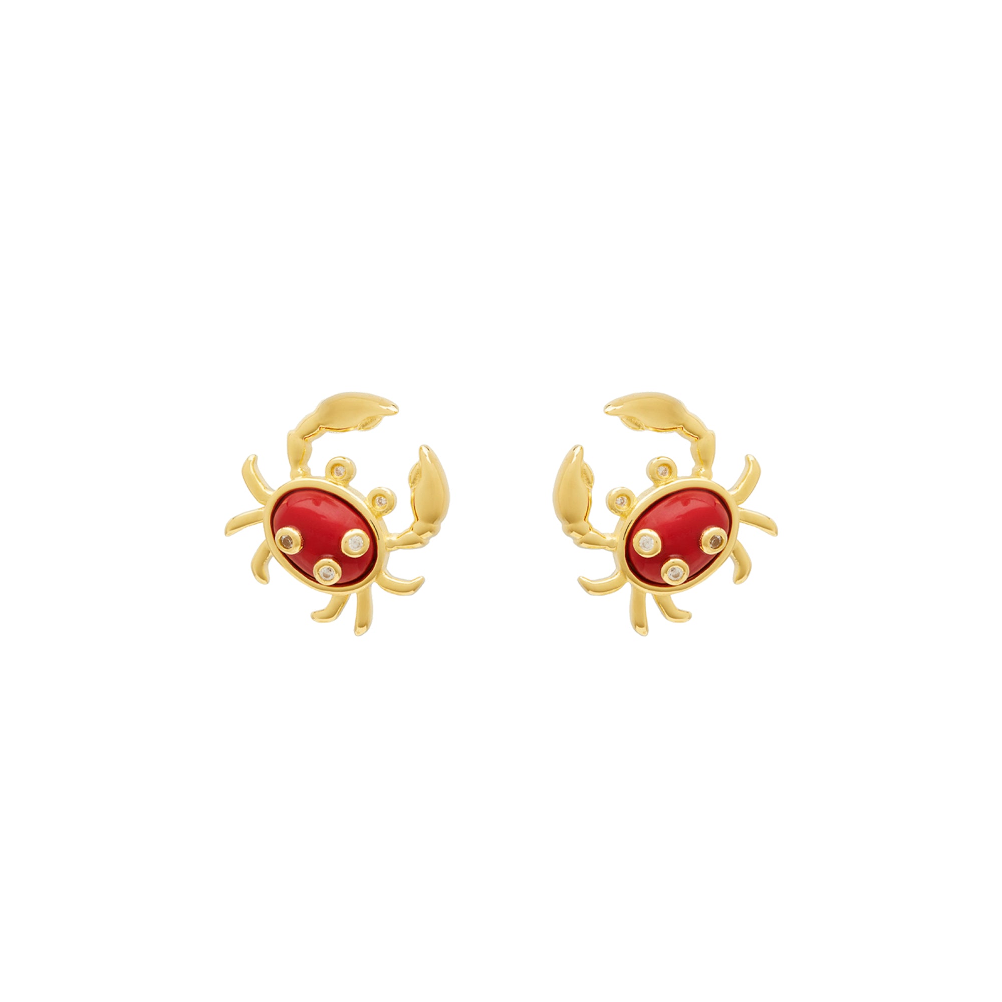 Coral Crab Stud Earrings