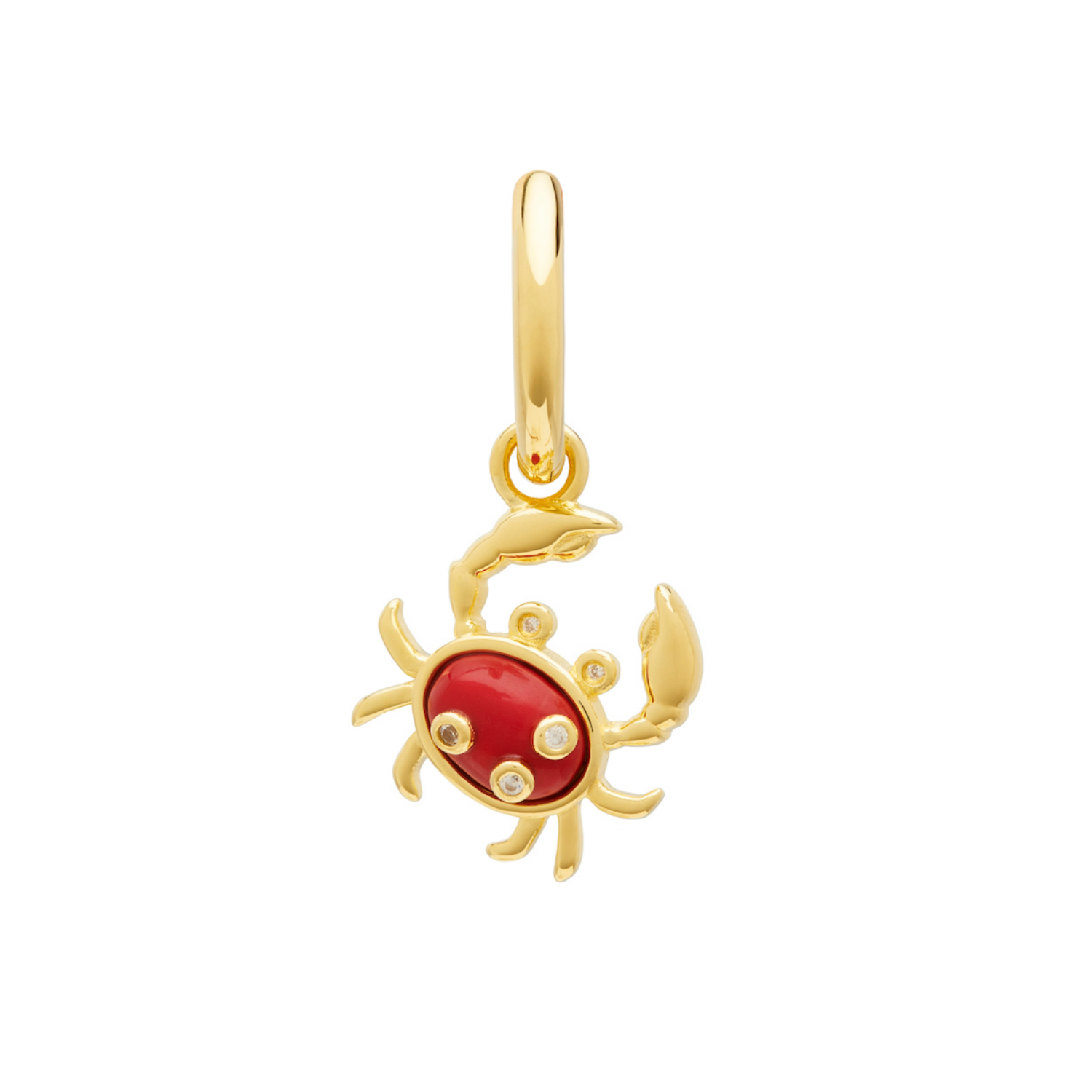 Single Coral Crab Charm Earring