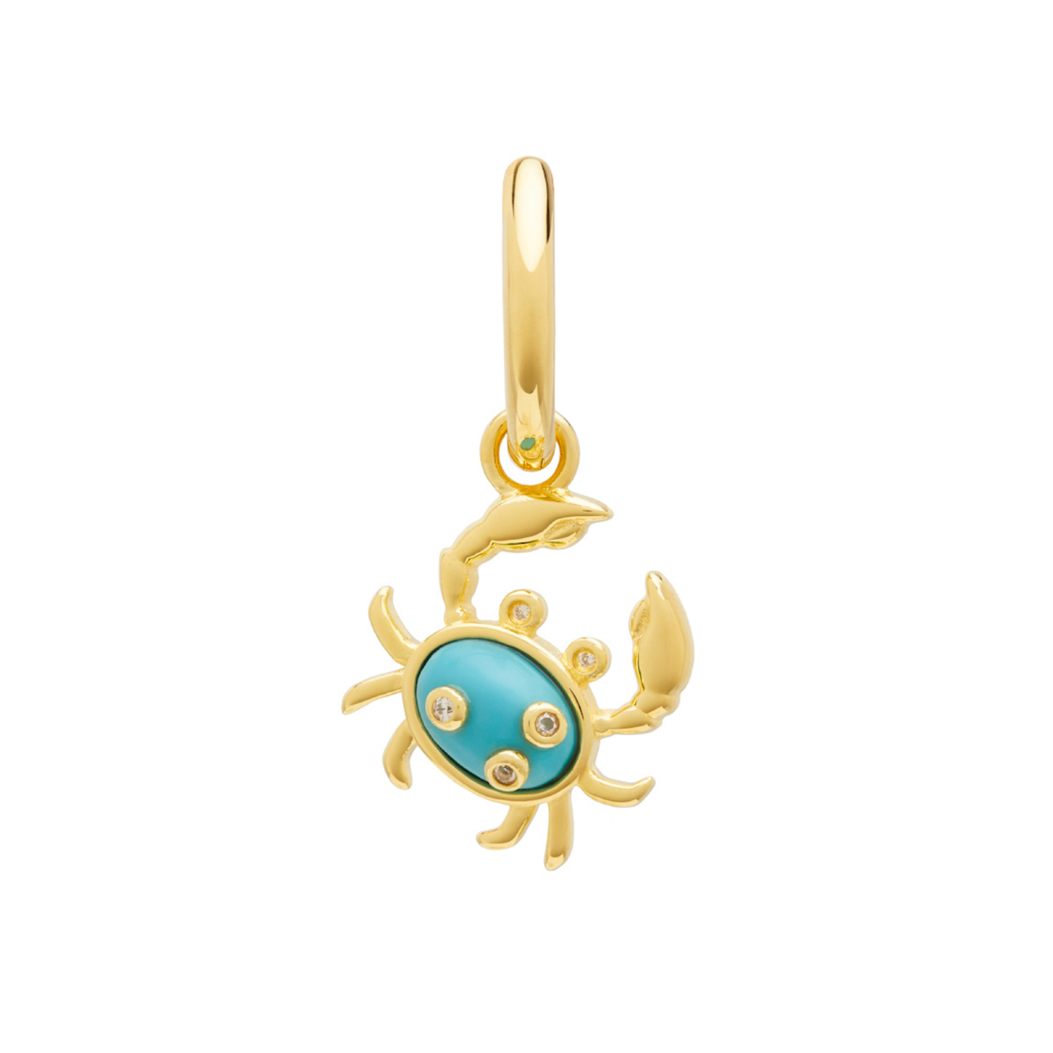 Single Turquoise Crab Charm Earring