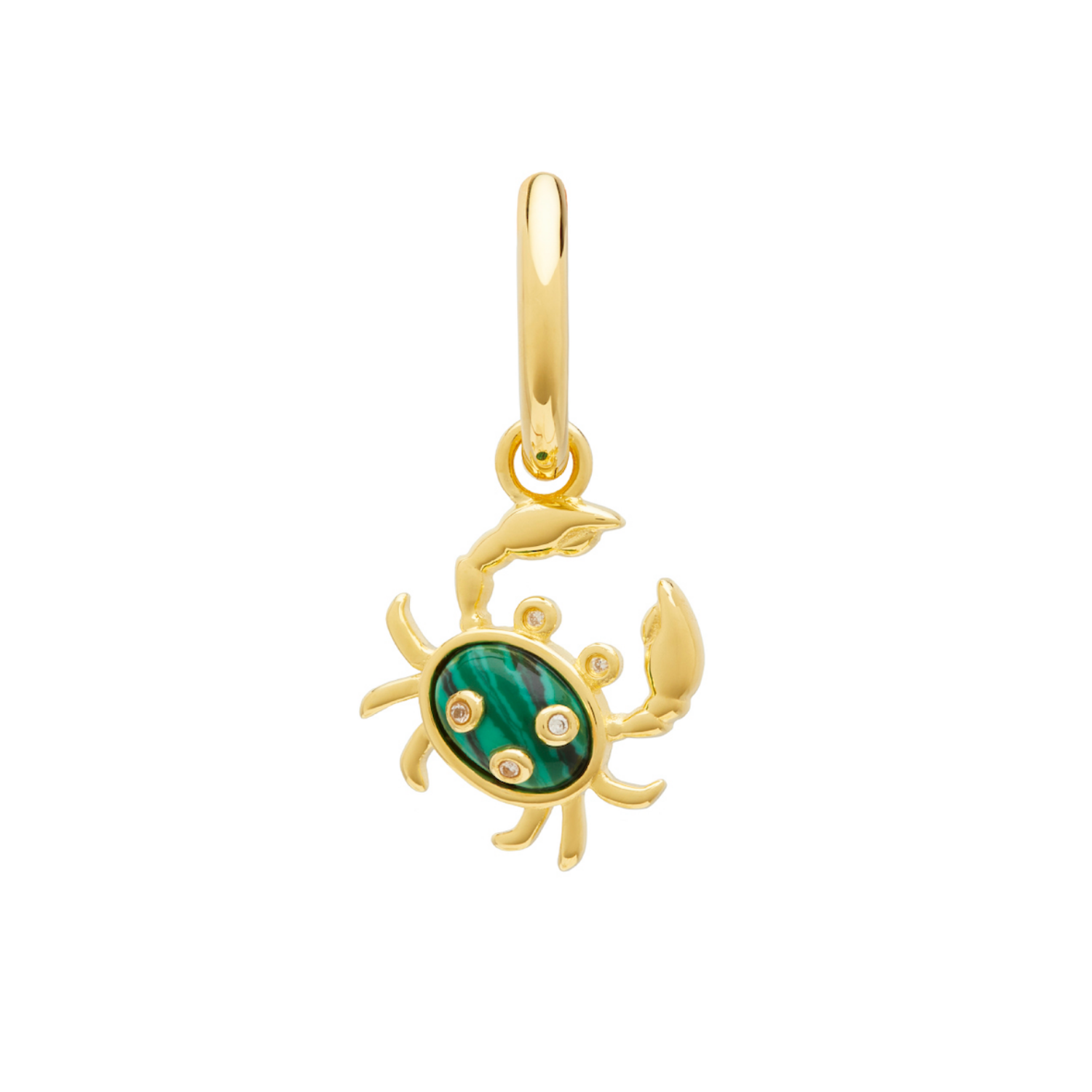 Single Malachite Crab Charm Earring