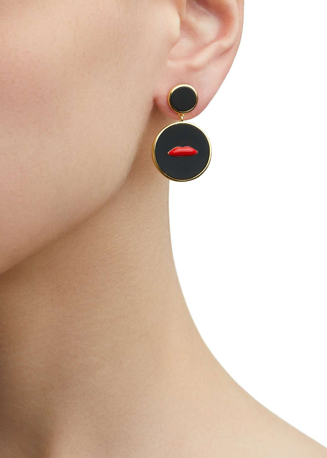 Onyx Lips Earring