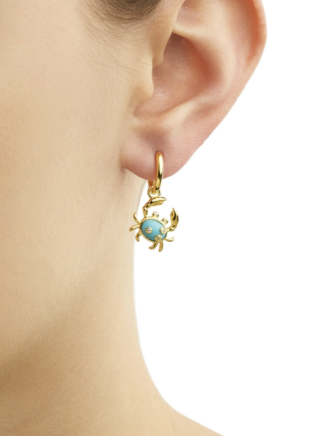 Single Turquoise Crab Charm Earring