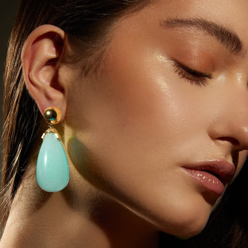 Clear Green drop Earrings
