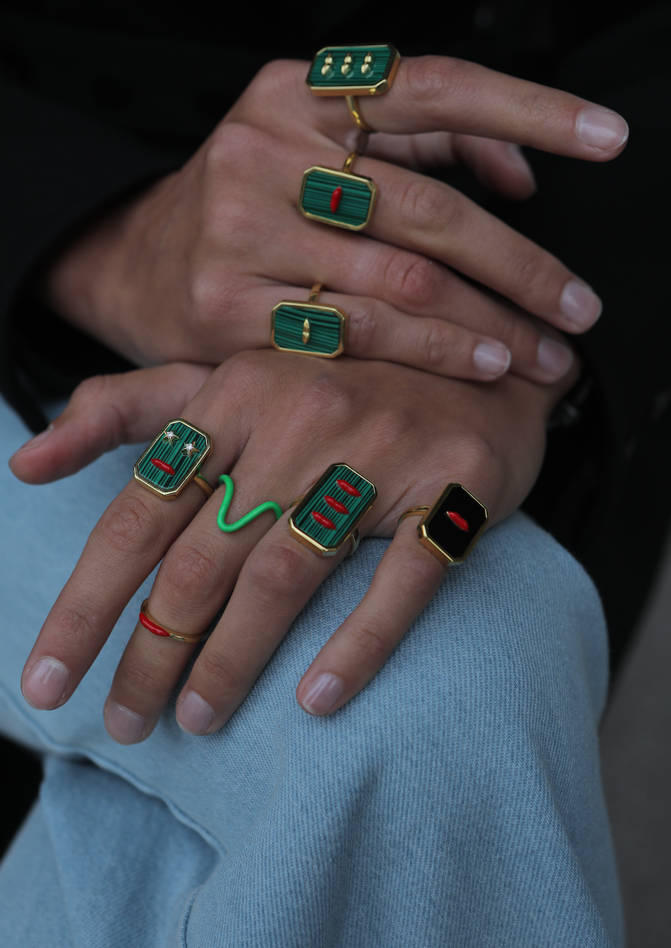 Malachite Lip-Chic Ring
