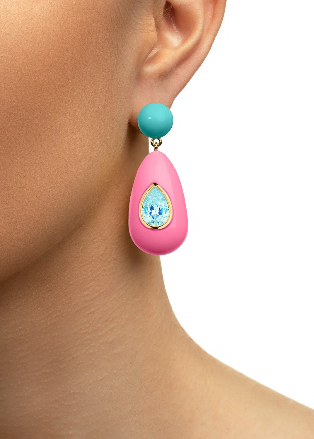 Pink Crystal Drop Earrings