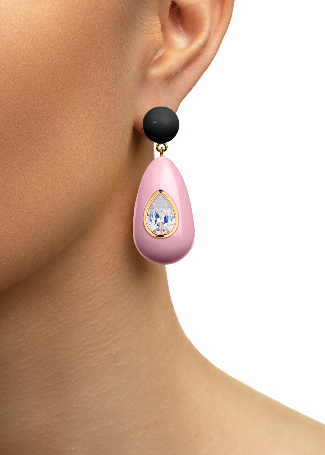 Pink Crystal Drop Earrings