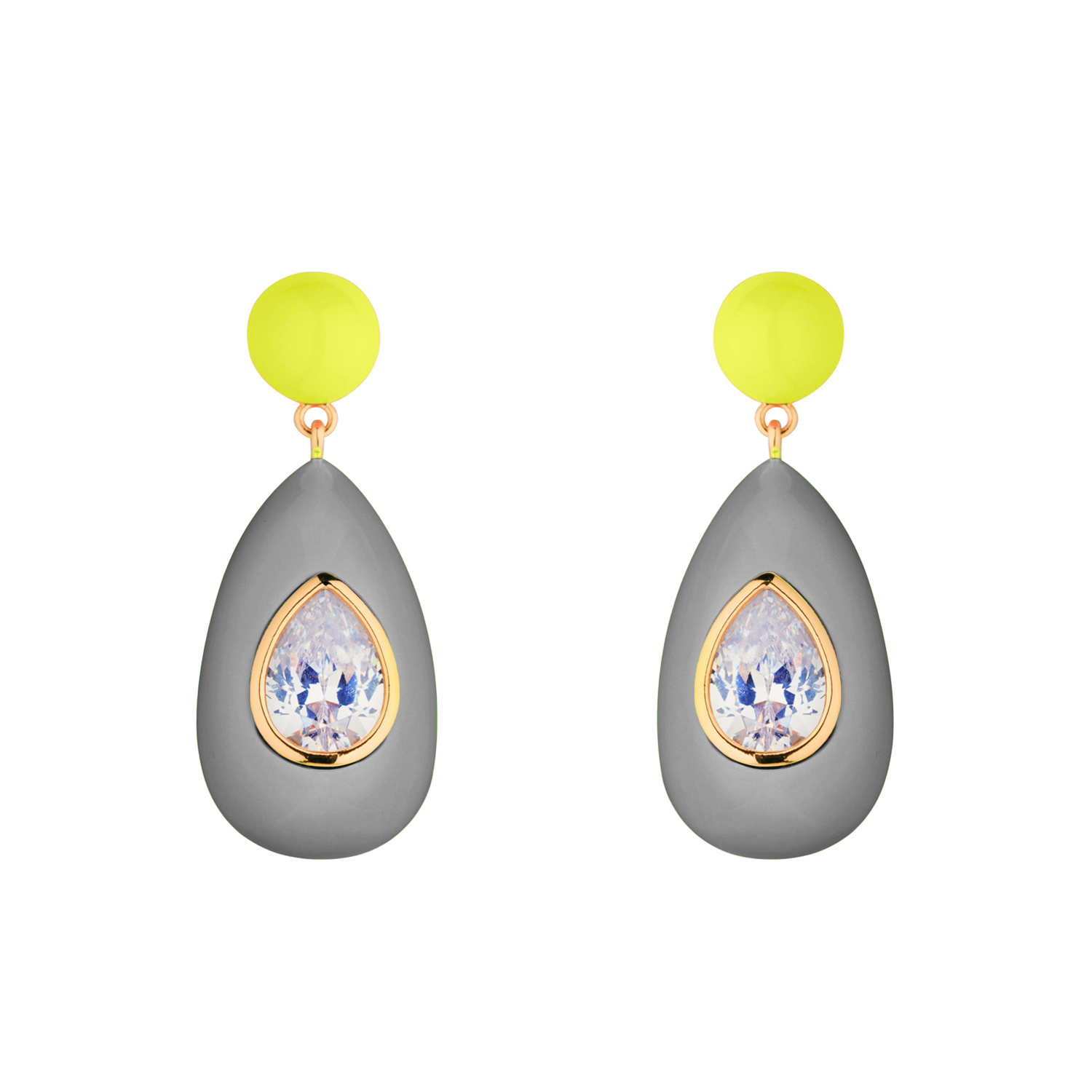 Grey Crystal Drop Earrings