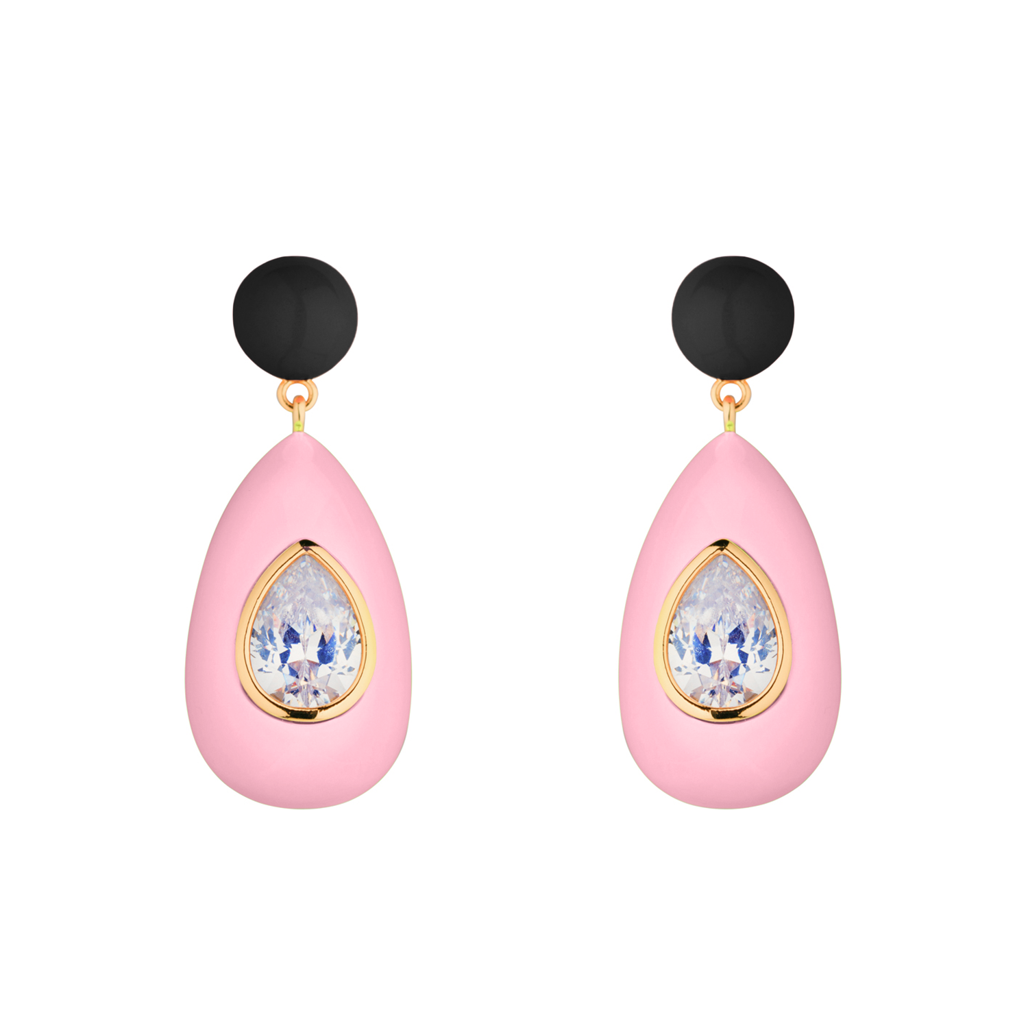 Pink Crystal Drop Earrings