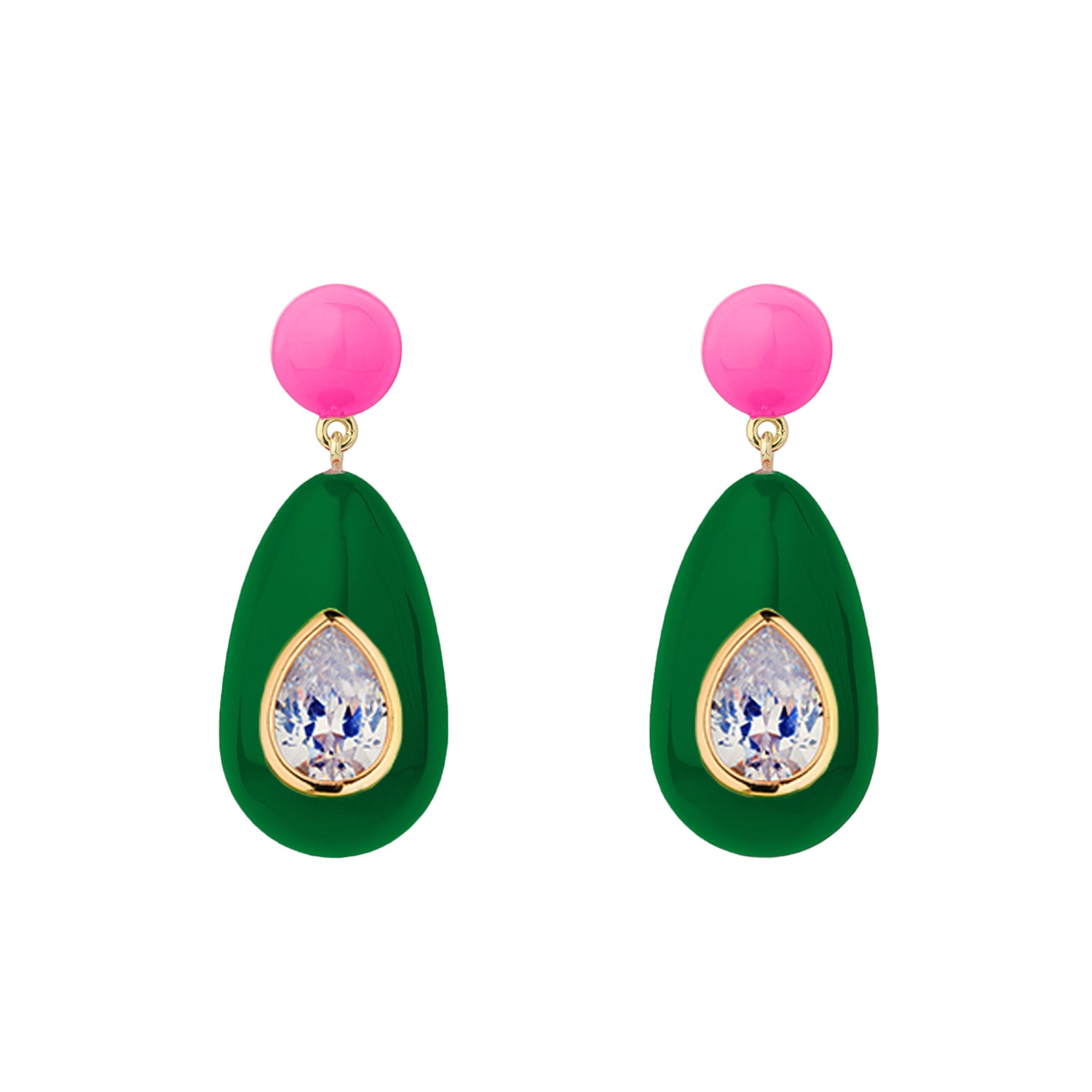 Dark Green Crystal Drop Earrings