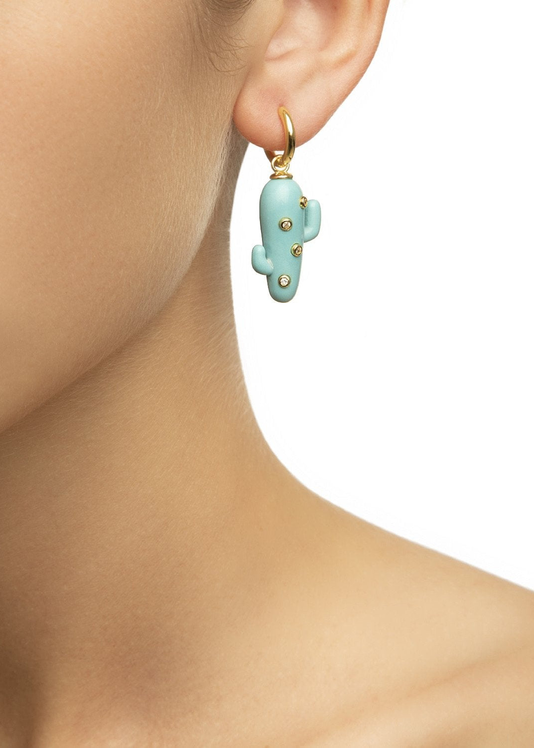 Single Large Turquoise Cactus Earring