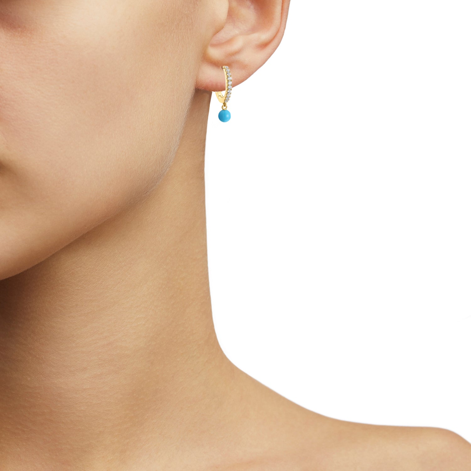 Turquoise Gem Hoop Earrings