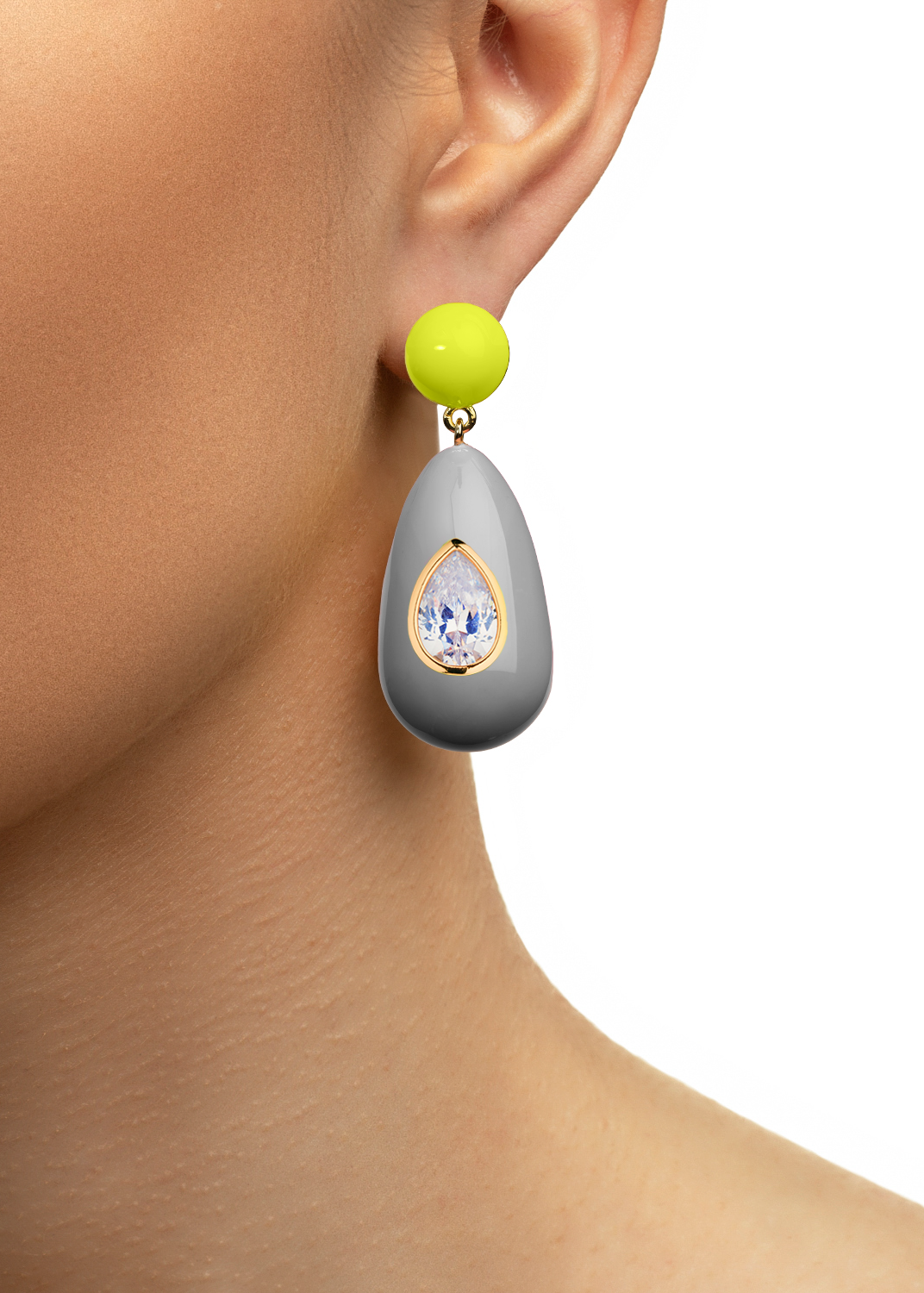 Grey Crystal Drop Earrings