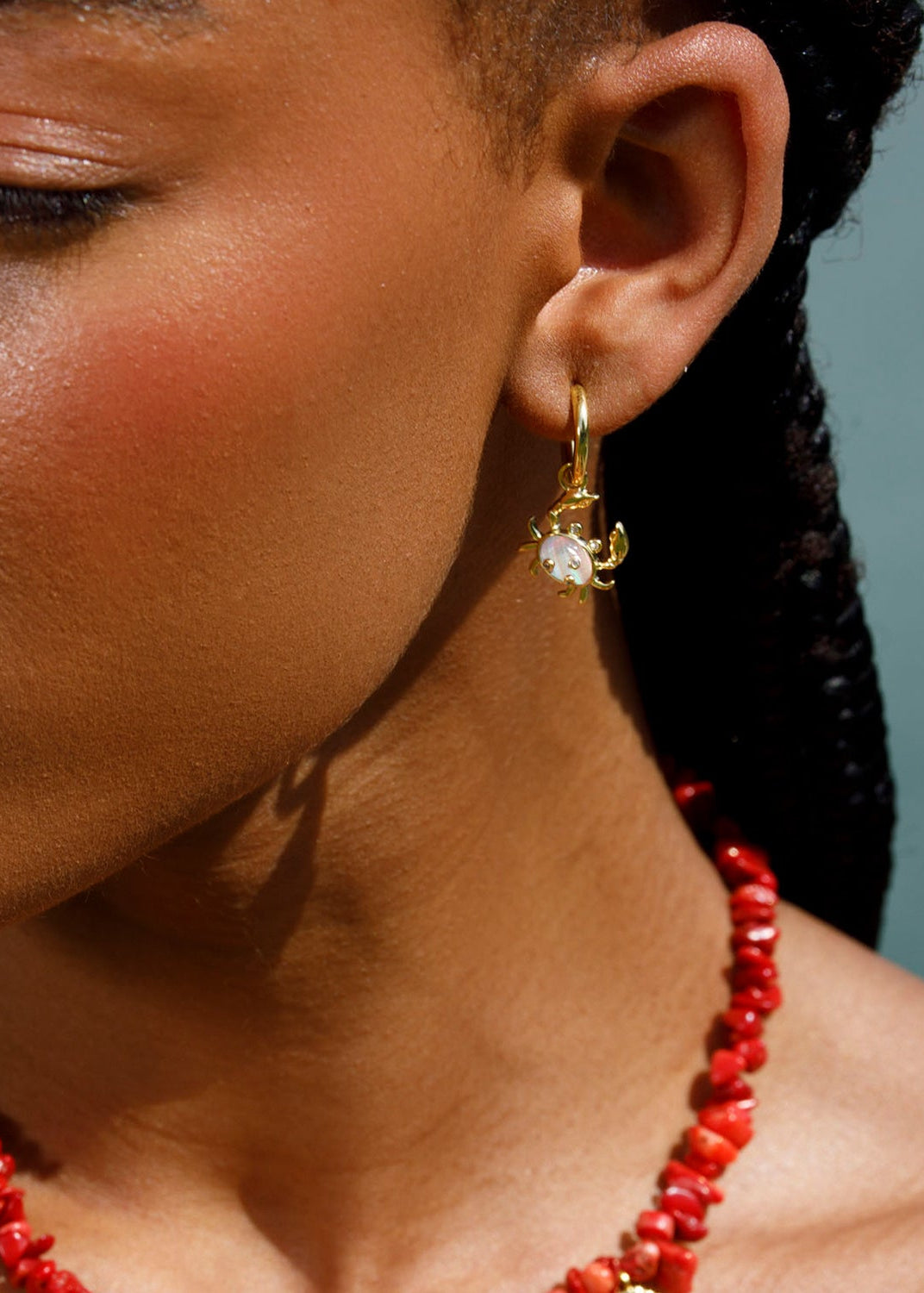 Single MOP Crab Charm Earring