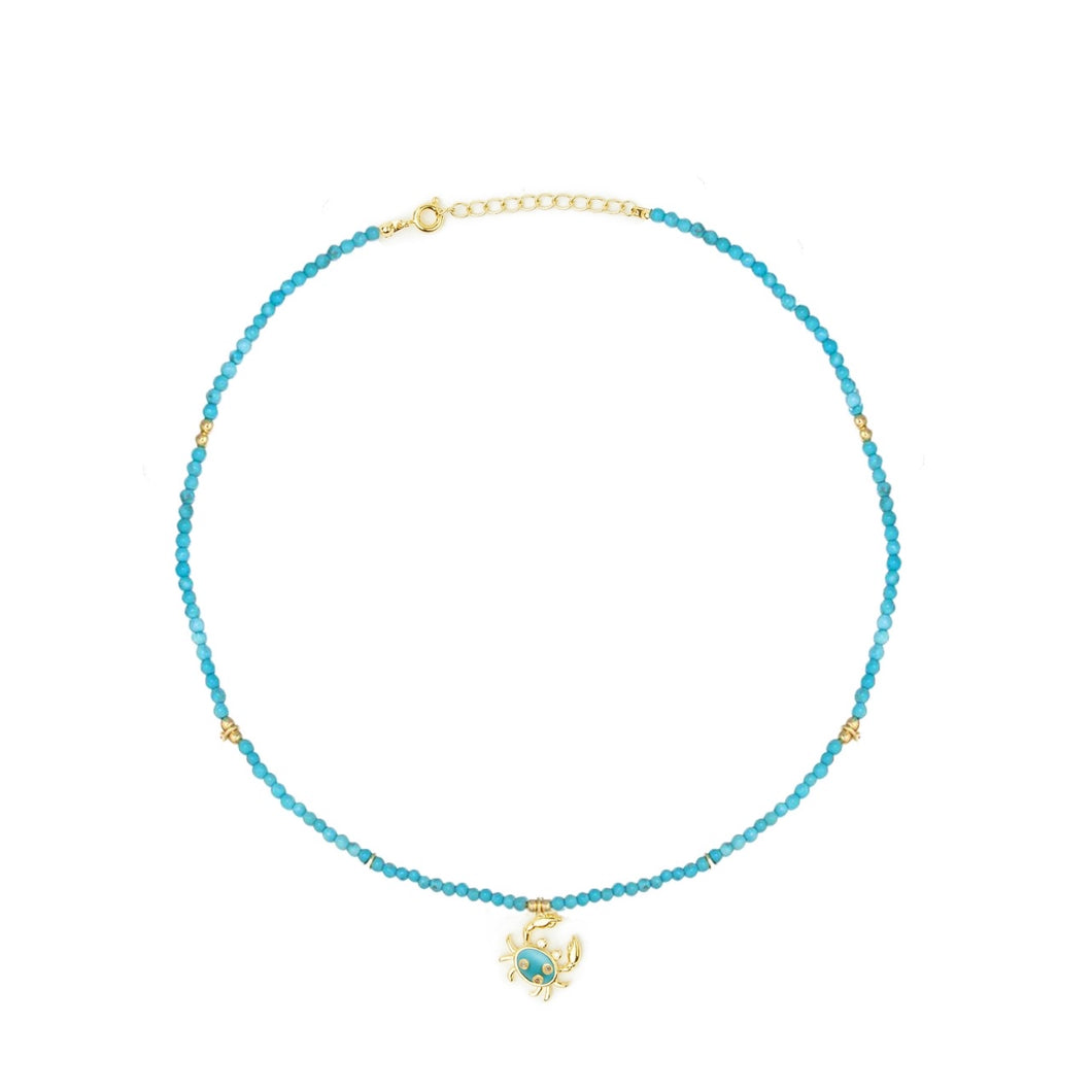 Turquoise Necklace With Crab