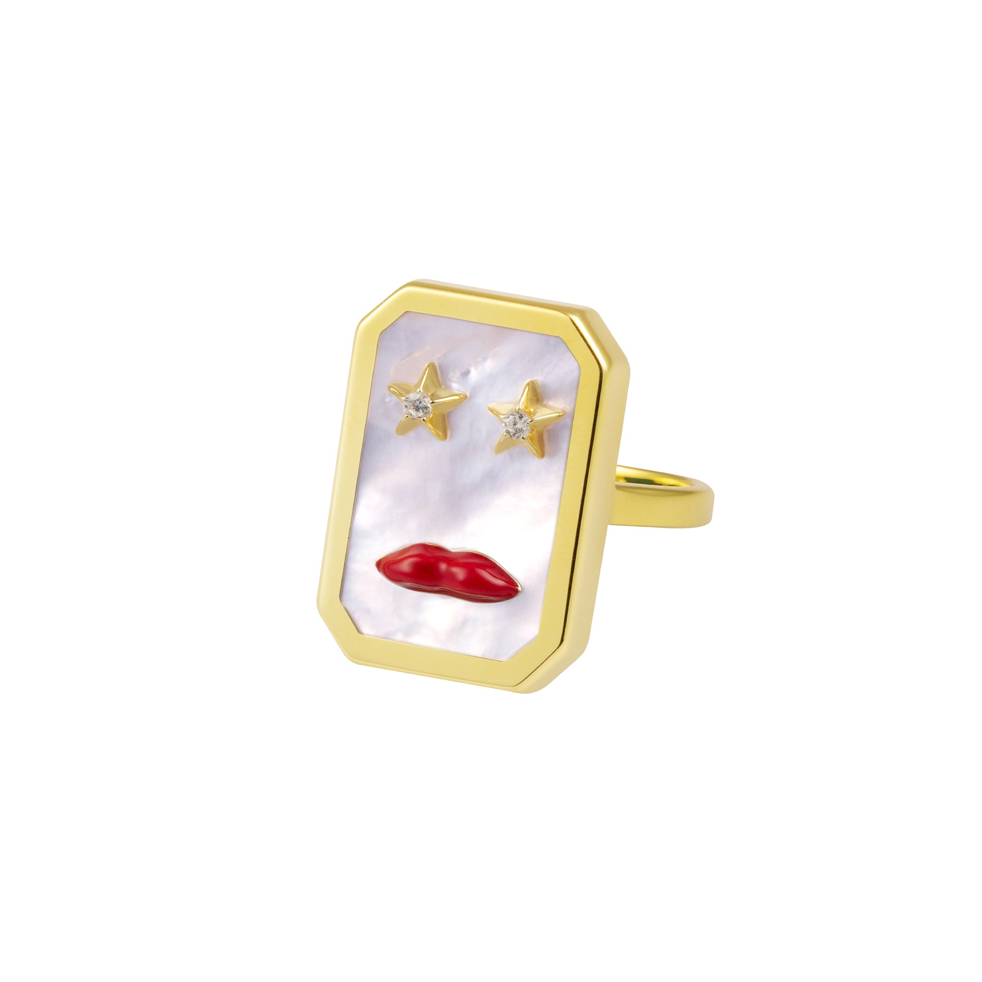 MOP Lip Ring With Crystal Stars