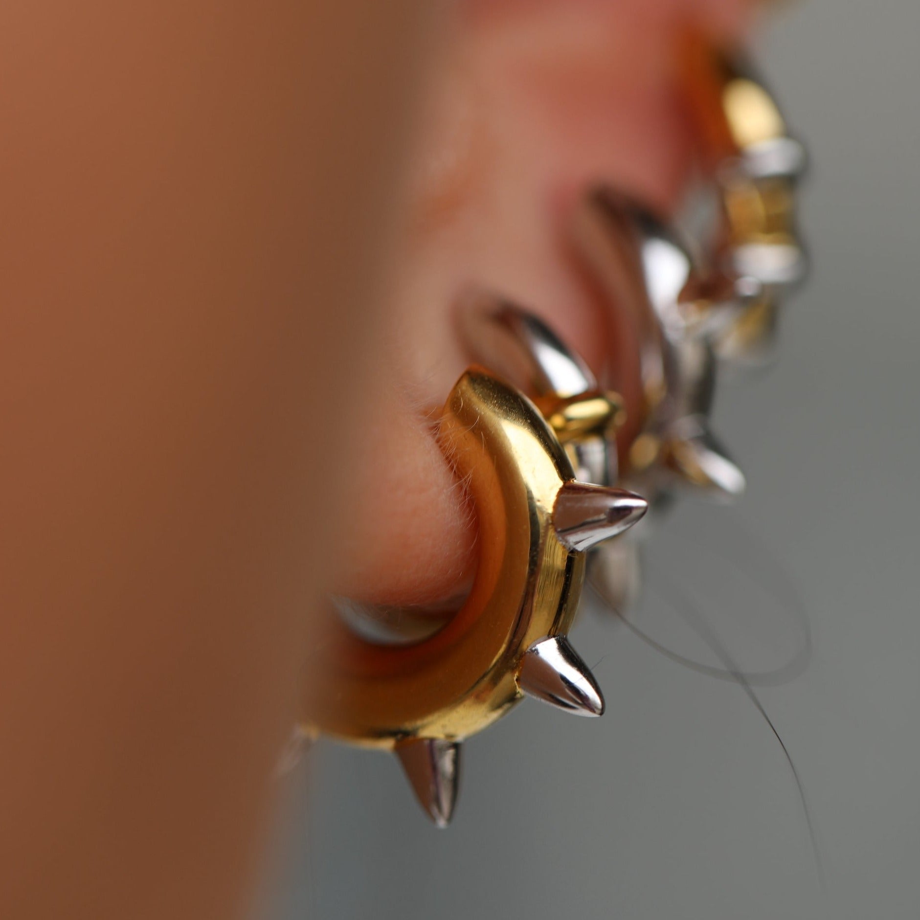 Single Hoop Earring with Spikes