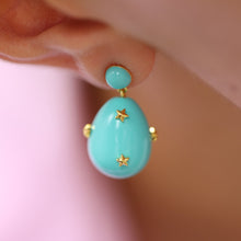 Load image into Gallery viewer, Aquamarine Mini Drop Earrings with stars

