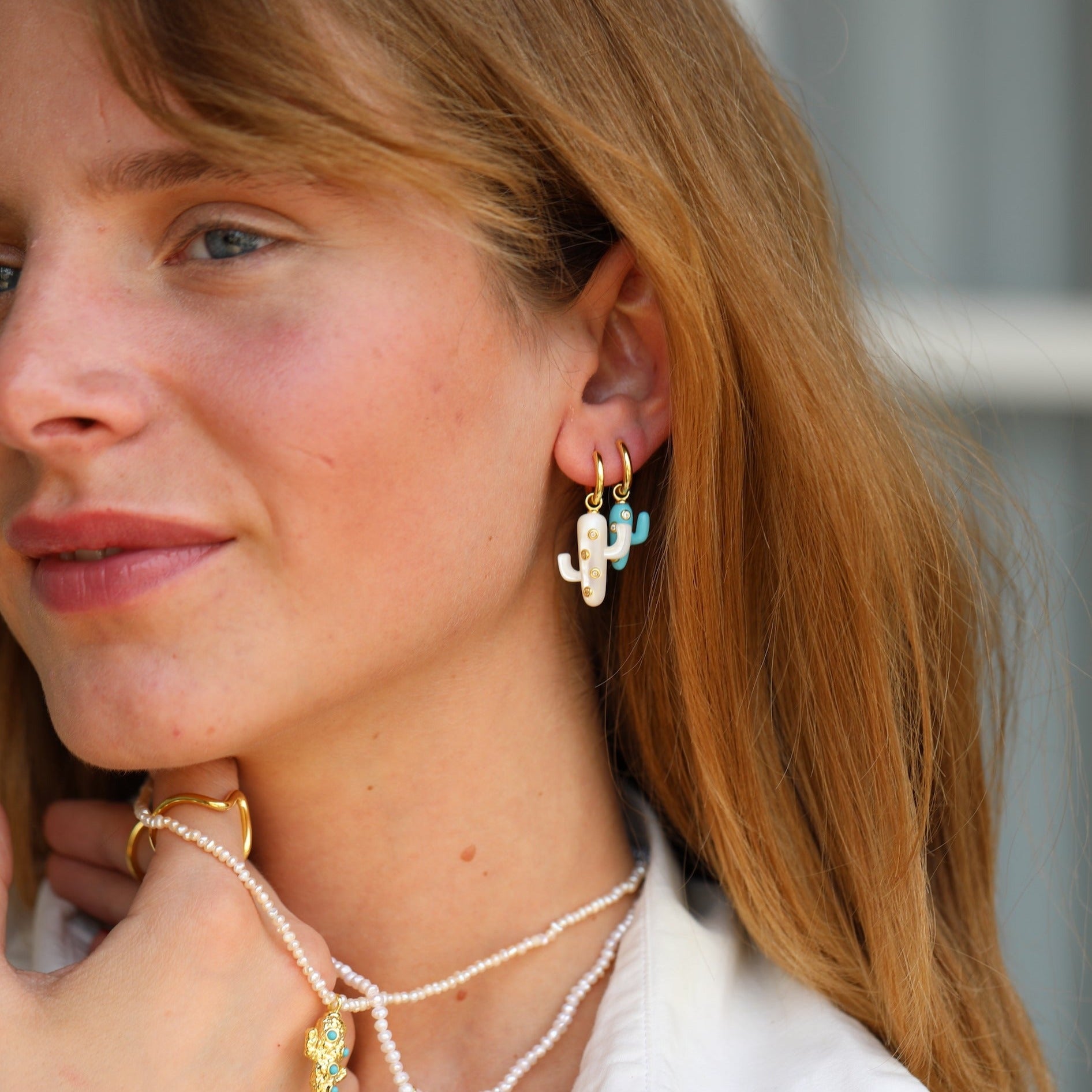 Single Pearl Cactus Earring