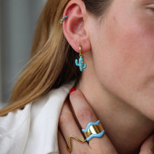 Load image into Gallery viewer, Turquoise Silver Hoop Earrings
