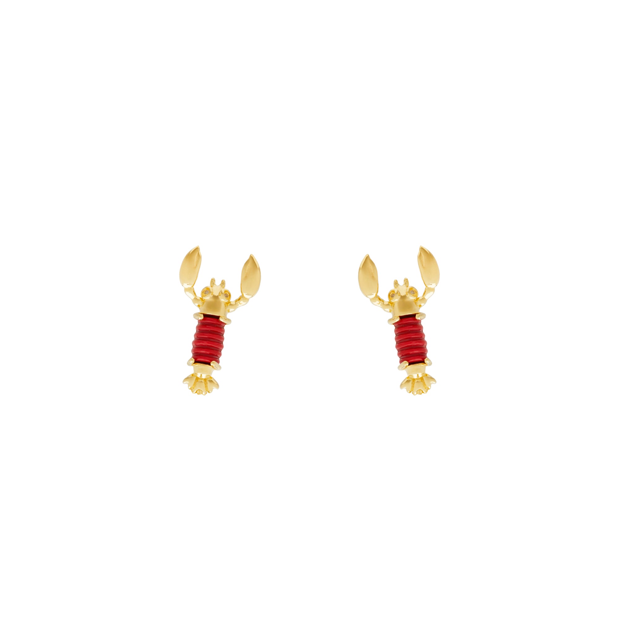 Coral Lobster Stud Earrings