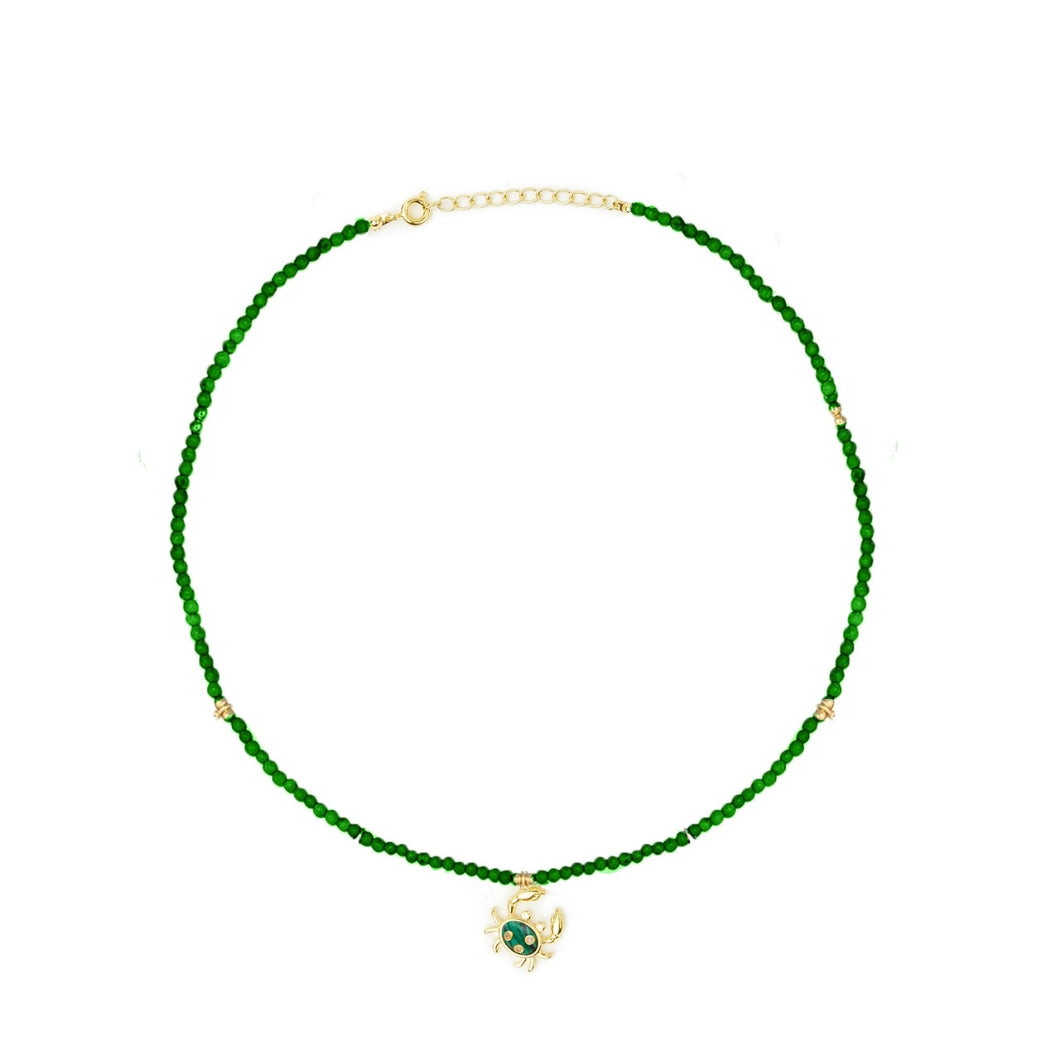 Malachite Necklace With Crab