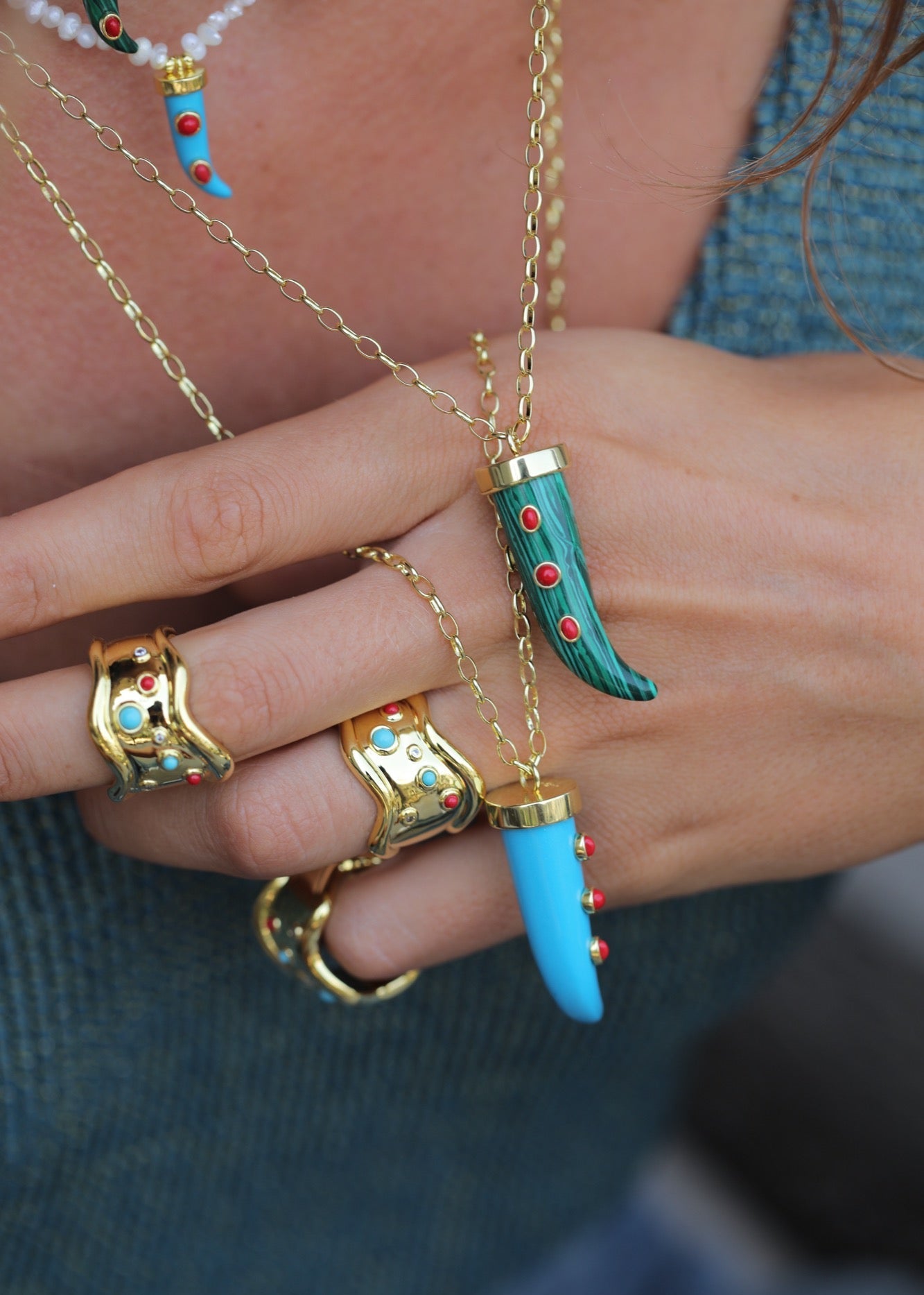 Malachite Fang Necklace