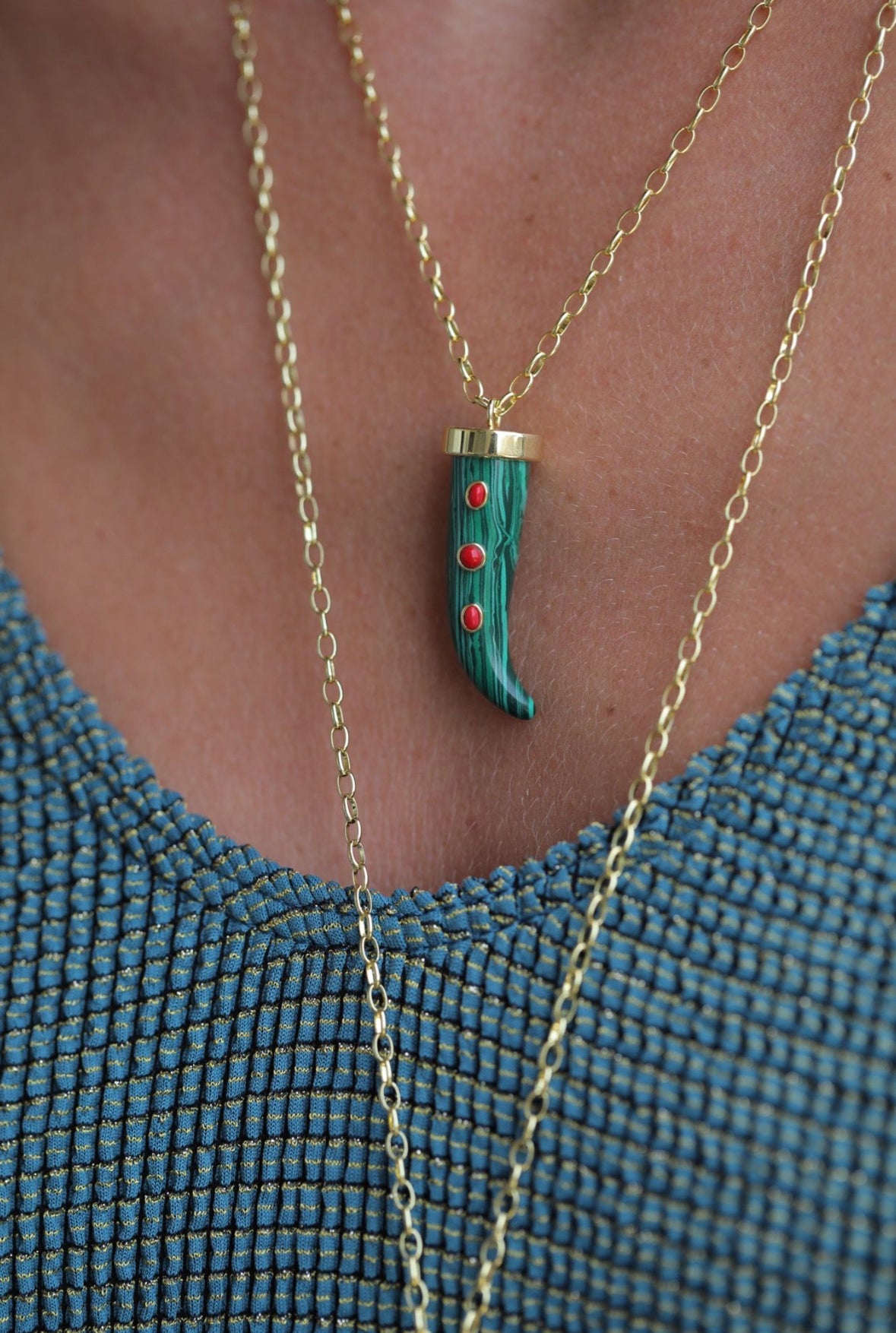 Malachite Fang Necklace