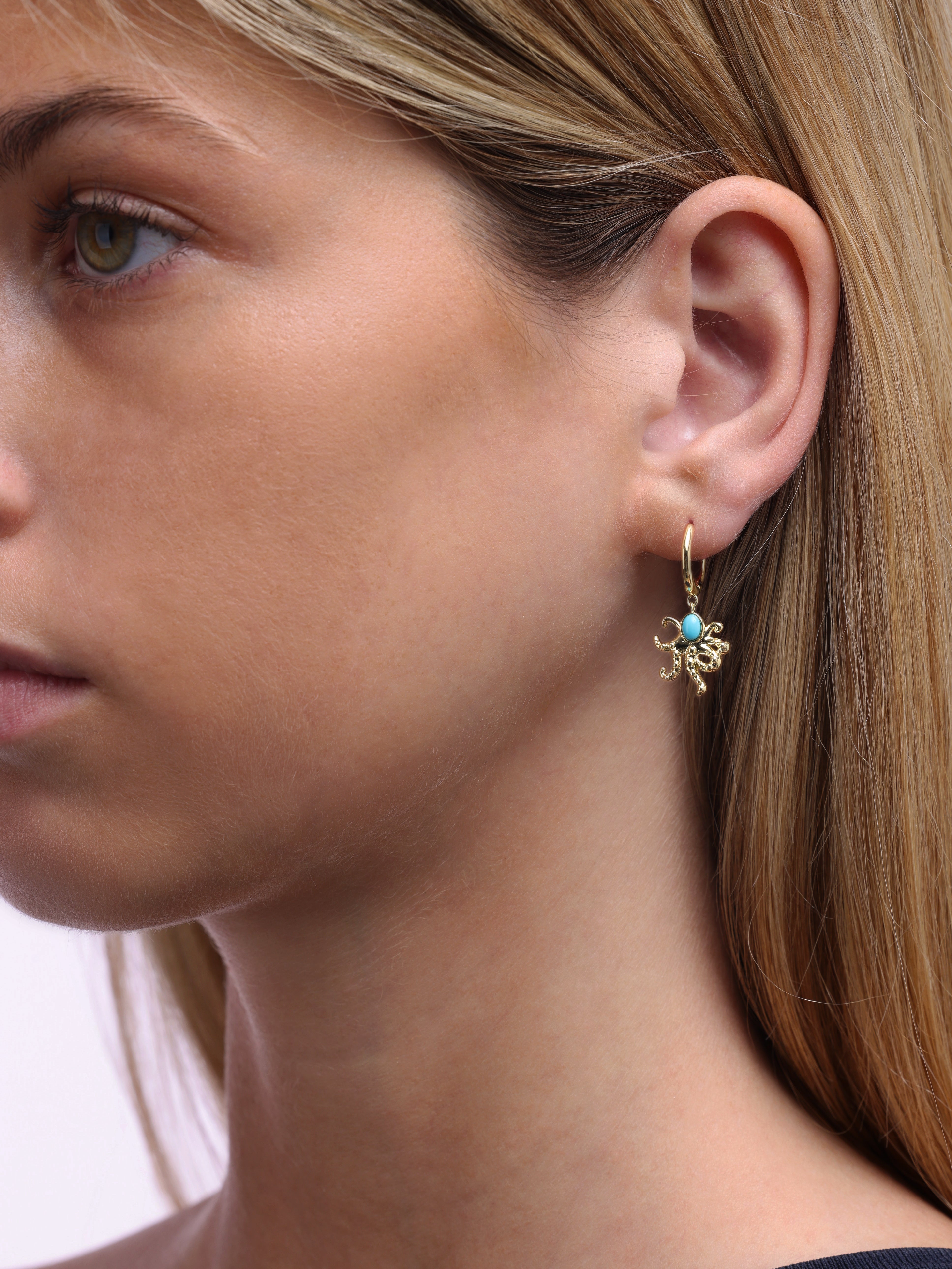 Turquoise Octopus Hoop Earring