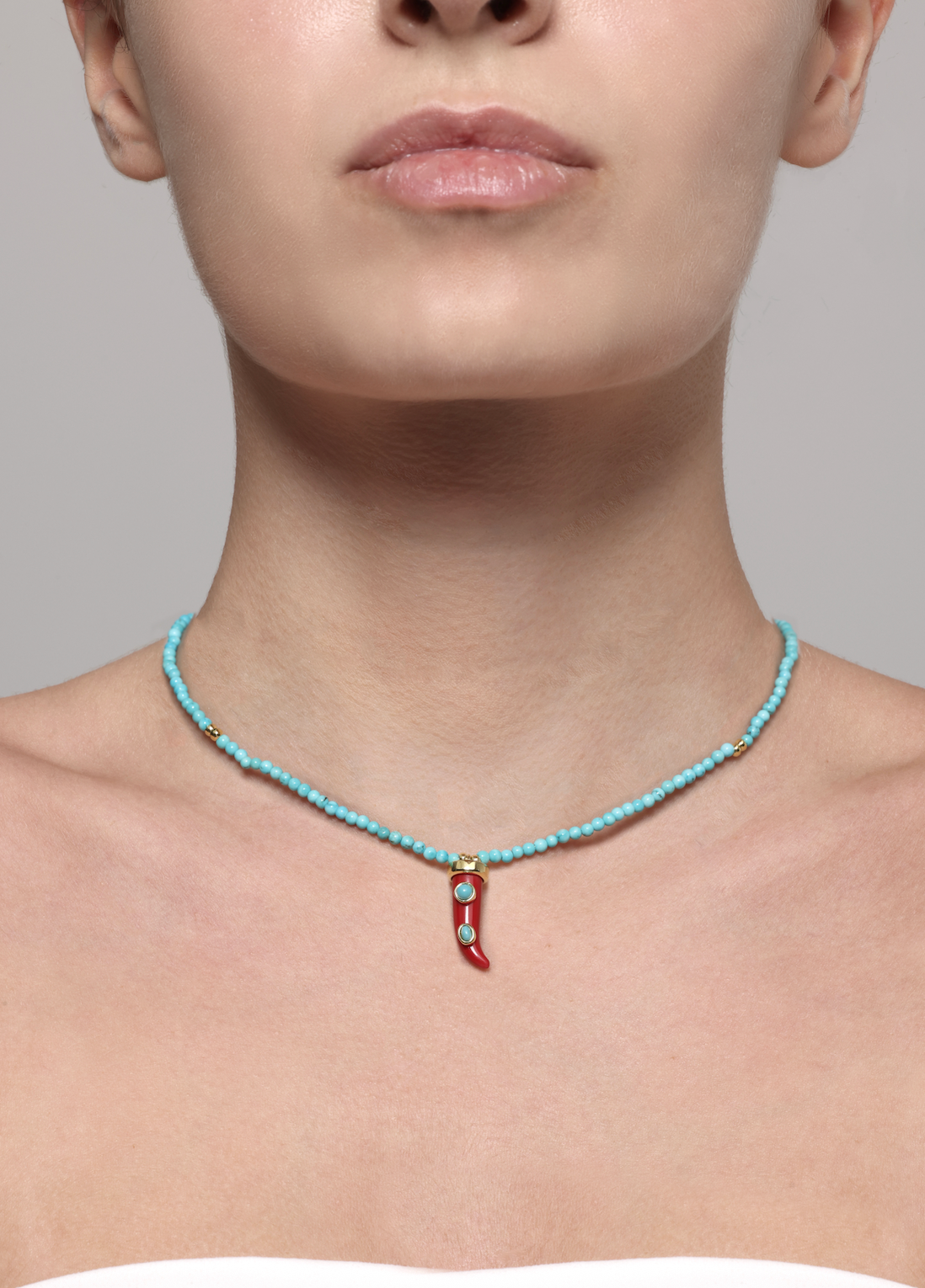 Turquoise Necklace With Fang Charm