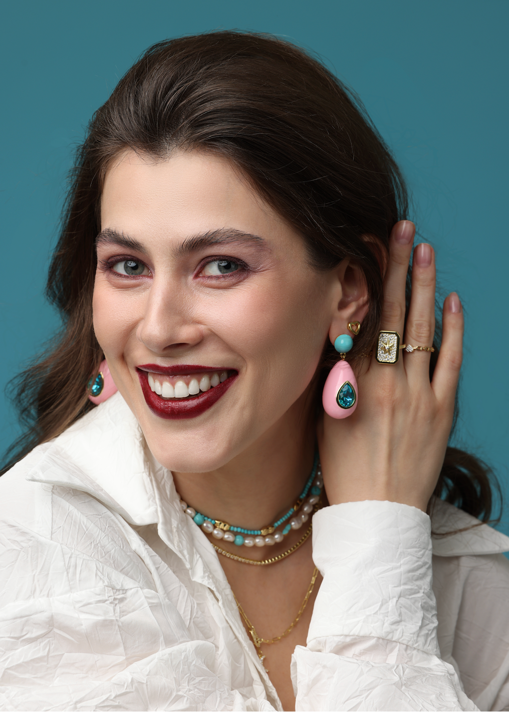 Pink Crystal Drop Earrings